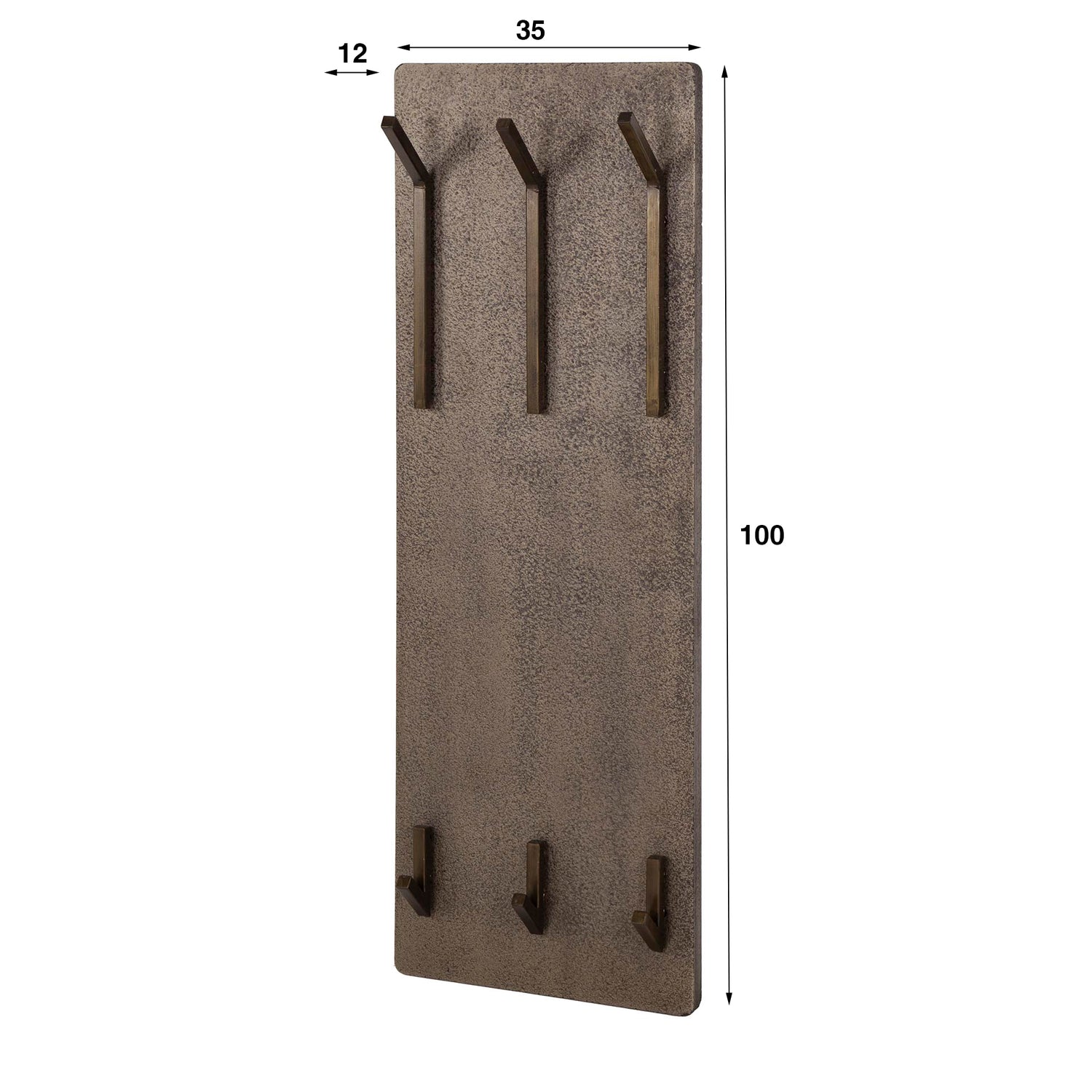 Kapstok Ferro met 6 Haken Hoog - 35x12x100 cm - Antiek - Brons