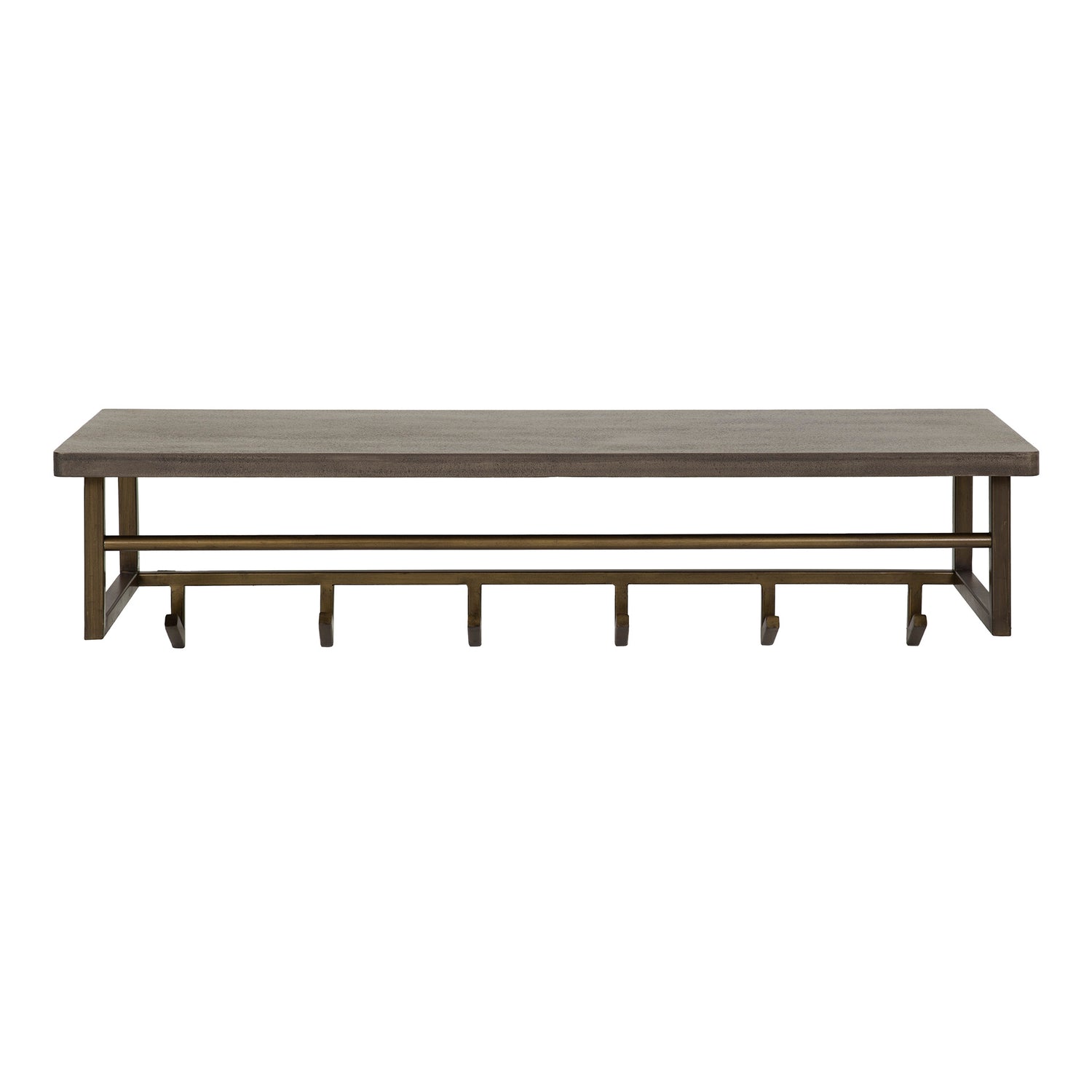 Kapstok Ferro met 6 haken hoedenplank - 100x33x26 cm - Brons Antiek