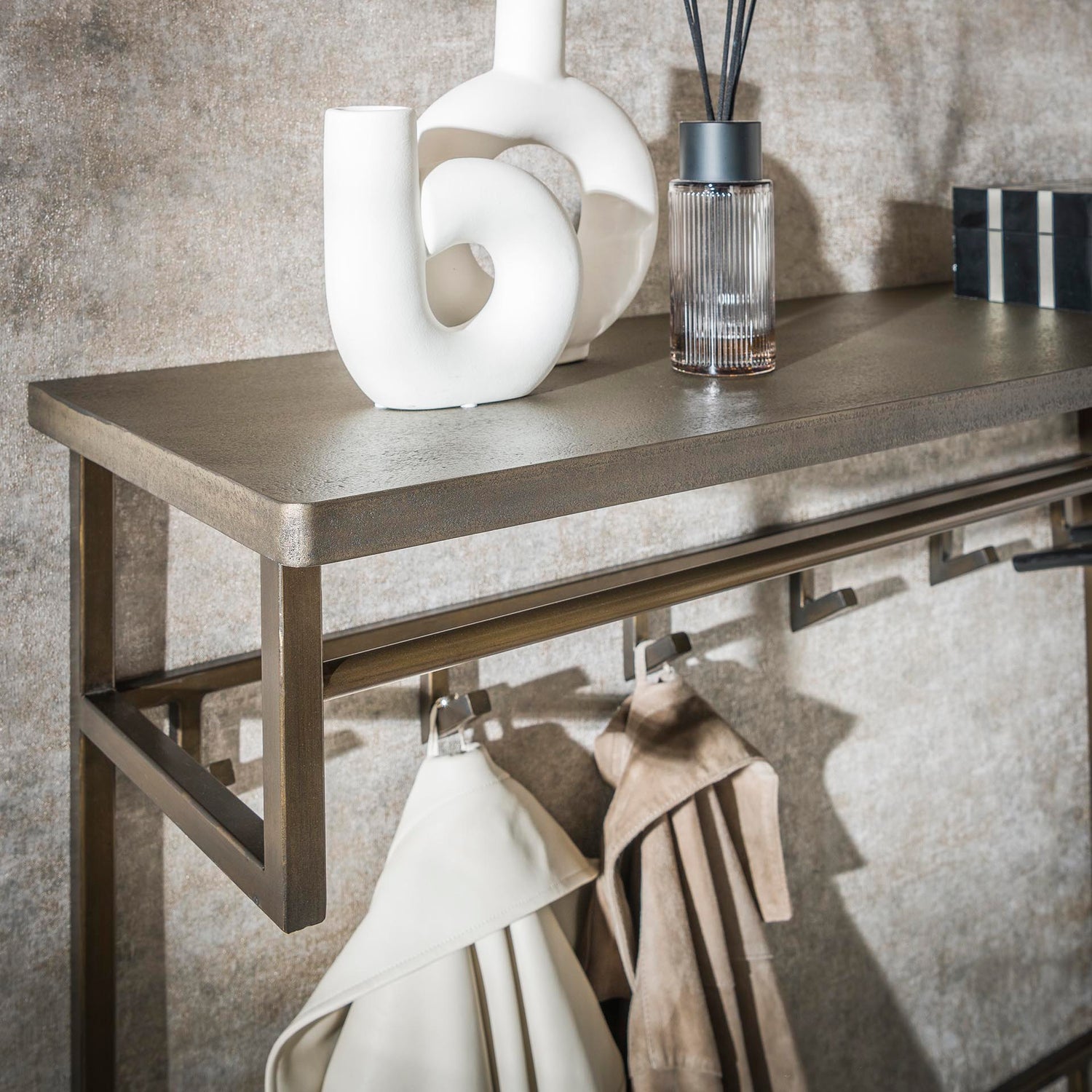 Kapstok Ferro Hoog met 12 Haken - 100x33x80 cm - Brons Antiek