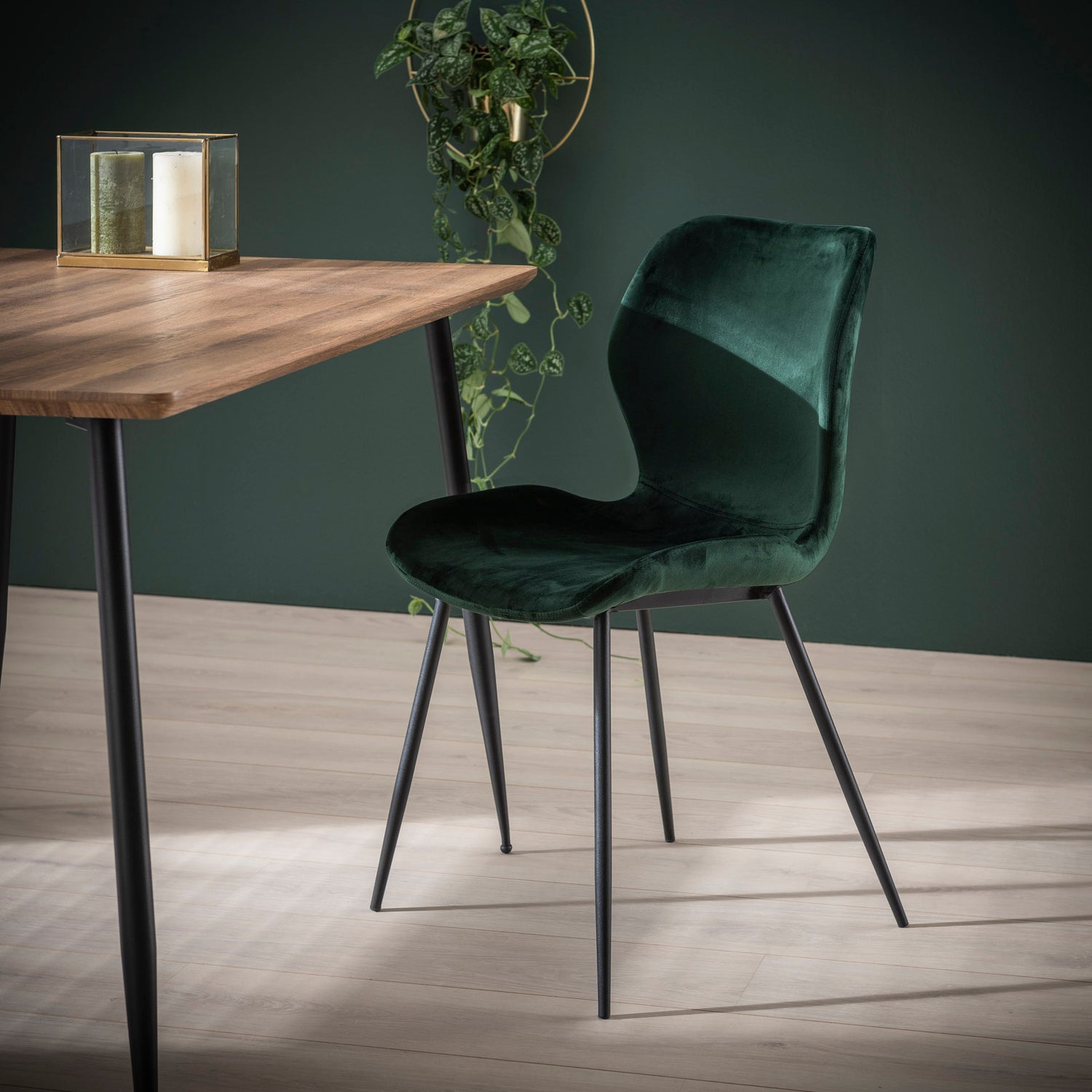 Stoel Ronde Buis 4 stuks - 46x51x84 cm - Groen - Velours