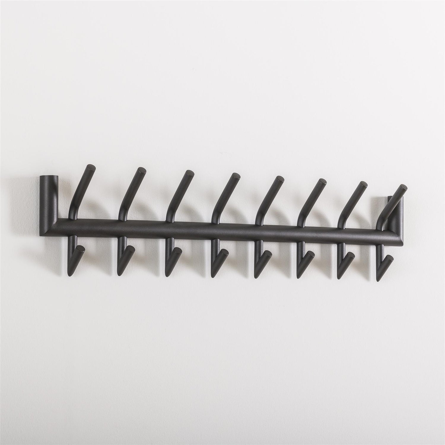Garderobe met 16 haaks ronde buien - 78x10x19 cm - Donkergrijs - Mat