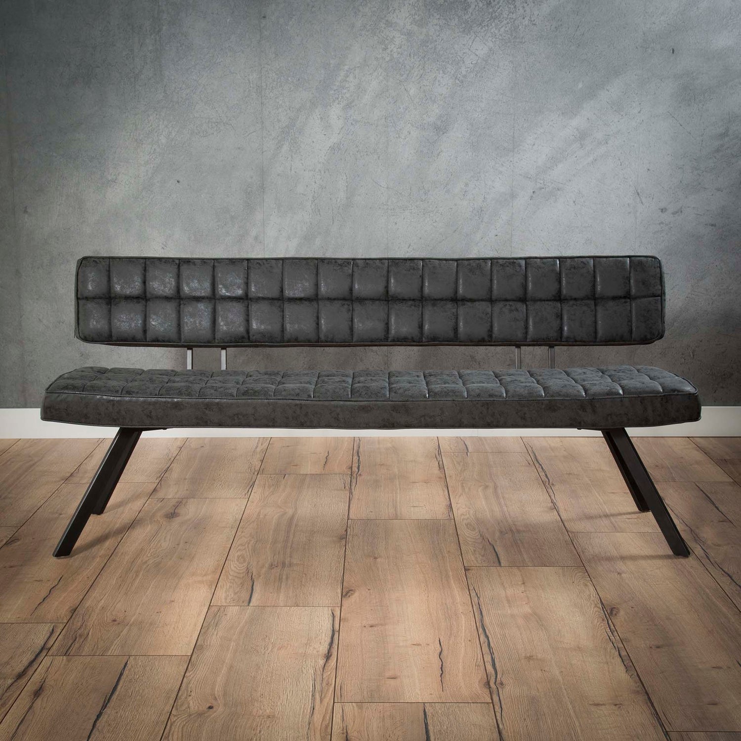 Eetkamerbank 180 cm - 180x54x83 cm - Zwart - Wax PU