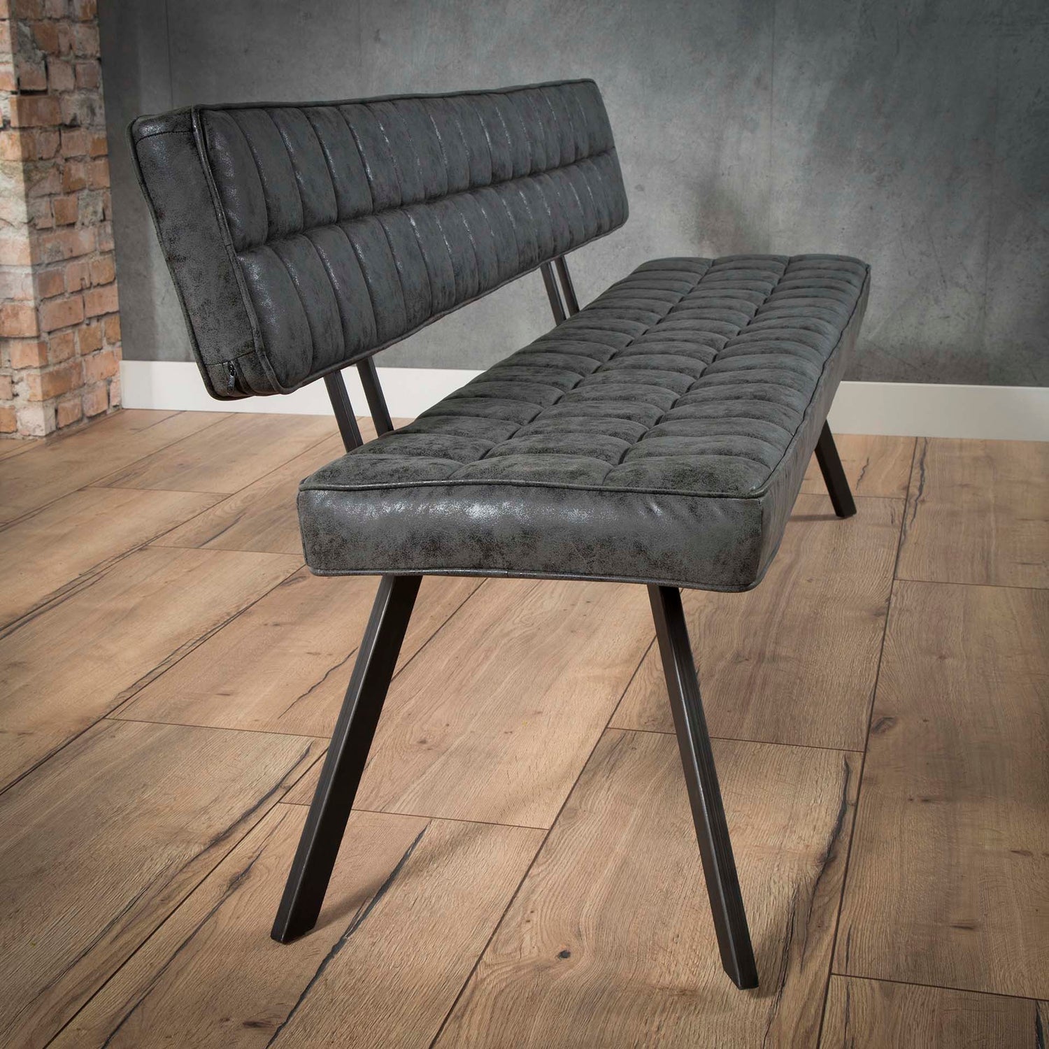 Eetkamerbank 180 cm - 180x54x83 cm - Zwart - Wax PU