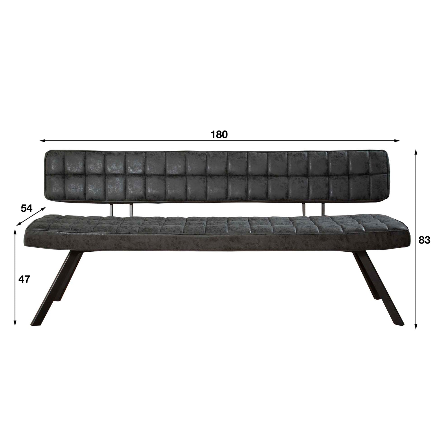 Eetkamerbank 180 cm - 180x54x83 cm - Zwart - Wax PU
