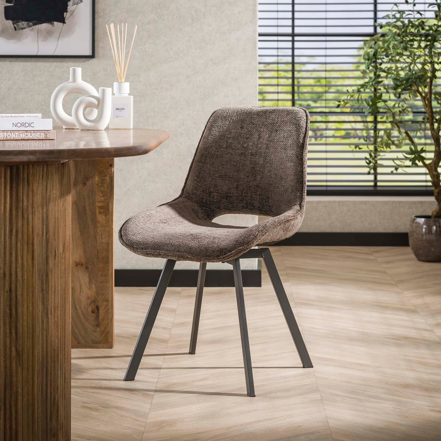 Stoel Swivel 4 stuks - 51x62x87 cm - Rich Taupe
