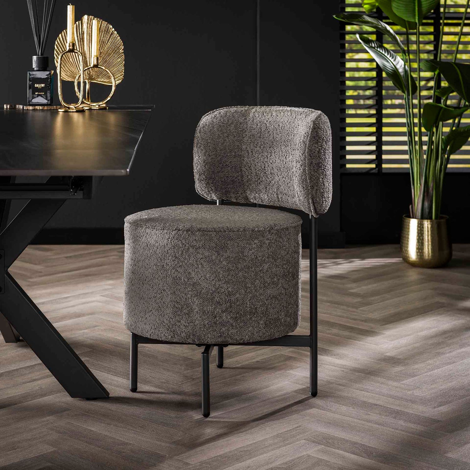 Stoel Cocktail Bouclé Draaibaar 2 stuks - 51x61x82 cm - Grijs