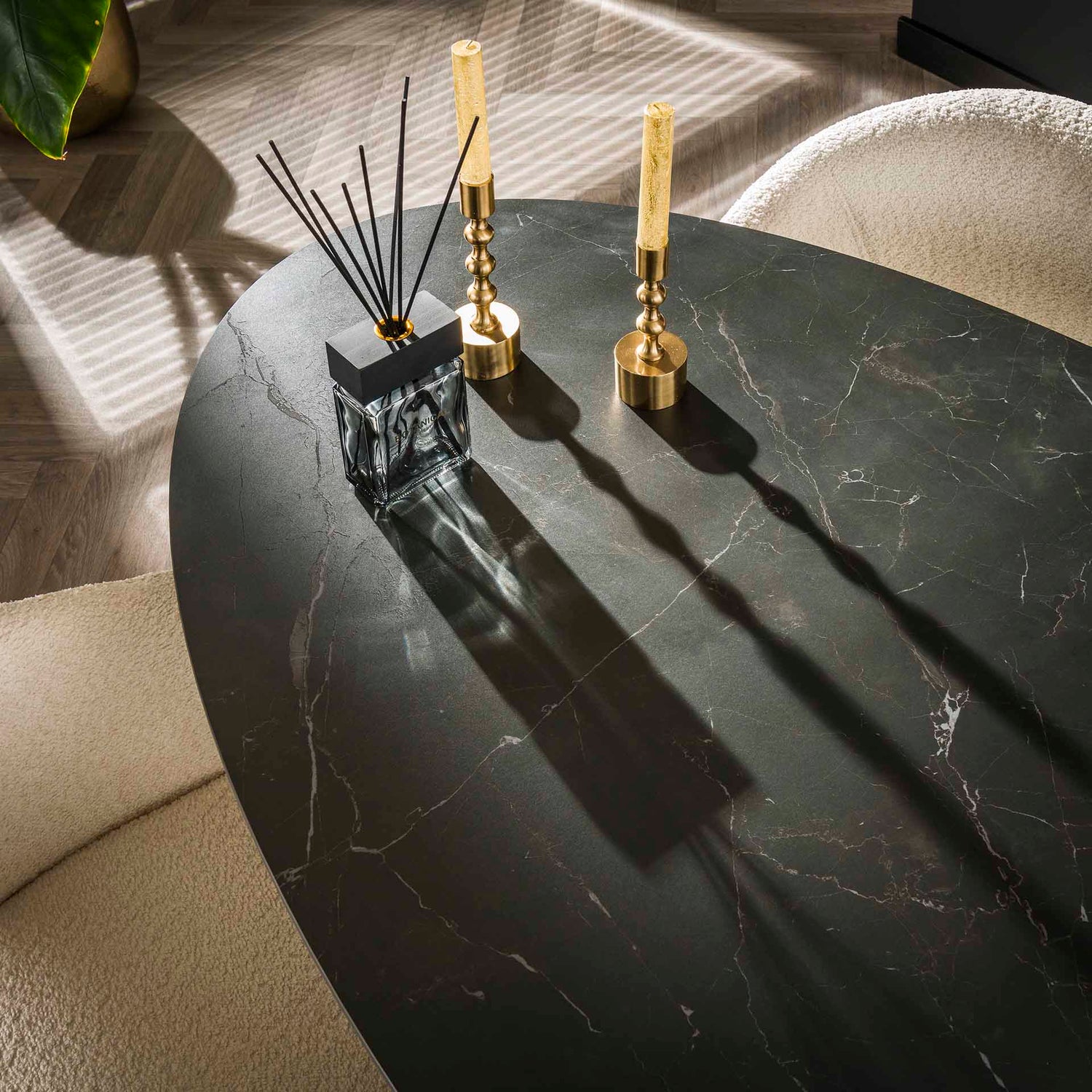 Eettafel Ceramic Ovaal - 180x90x76 cm - Naturel Black - Ceramic