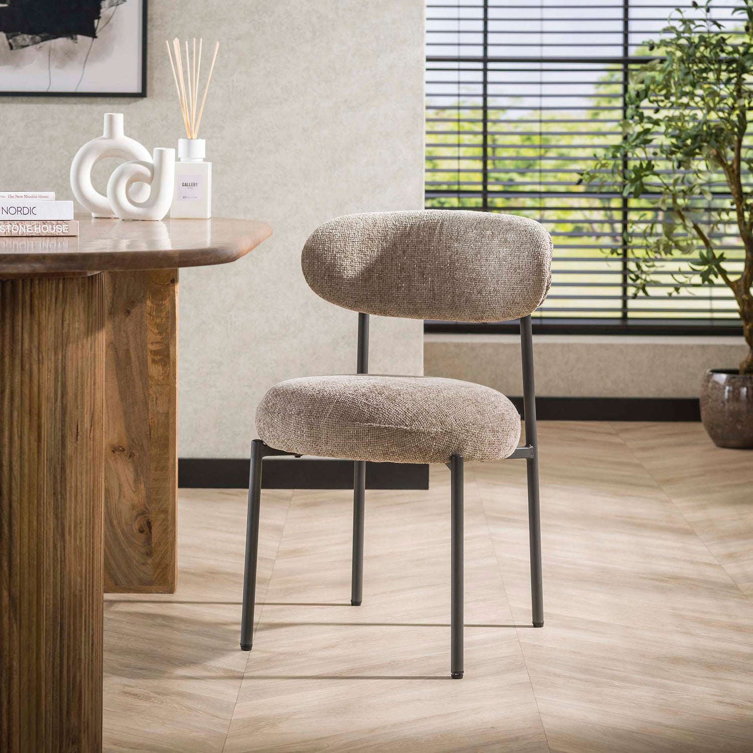Stoel Round 2 stuks - 52x57x81 cm - Zandkleur - Tissee Cargo