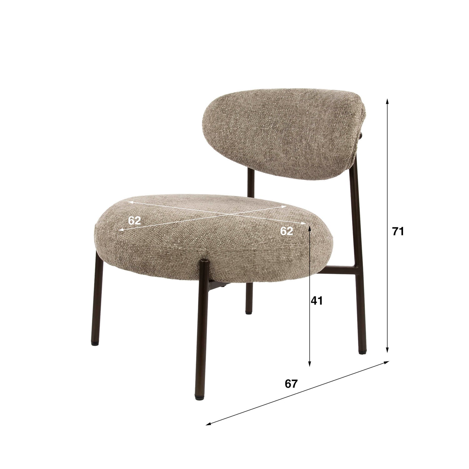 Fauteuil Round - 62x67x71 cm - Zand - Tissee Cargo