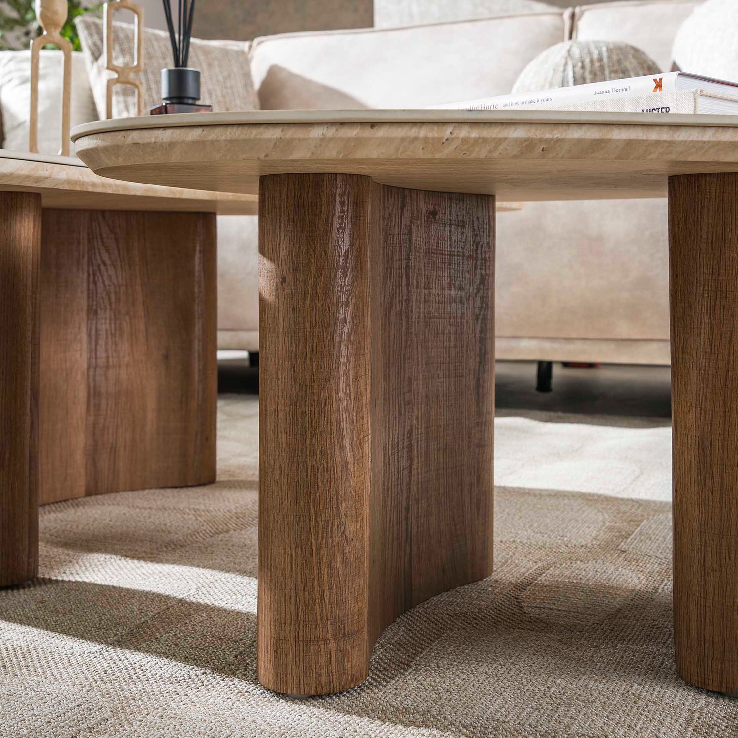 Salontafel Romano Organic - Set van 2 - 88x44x36 cm - Travertine - Ceramic