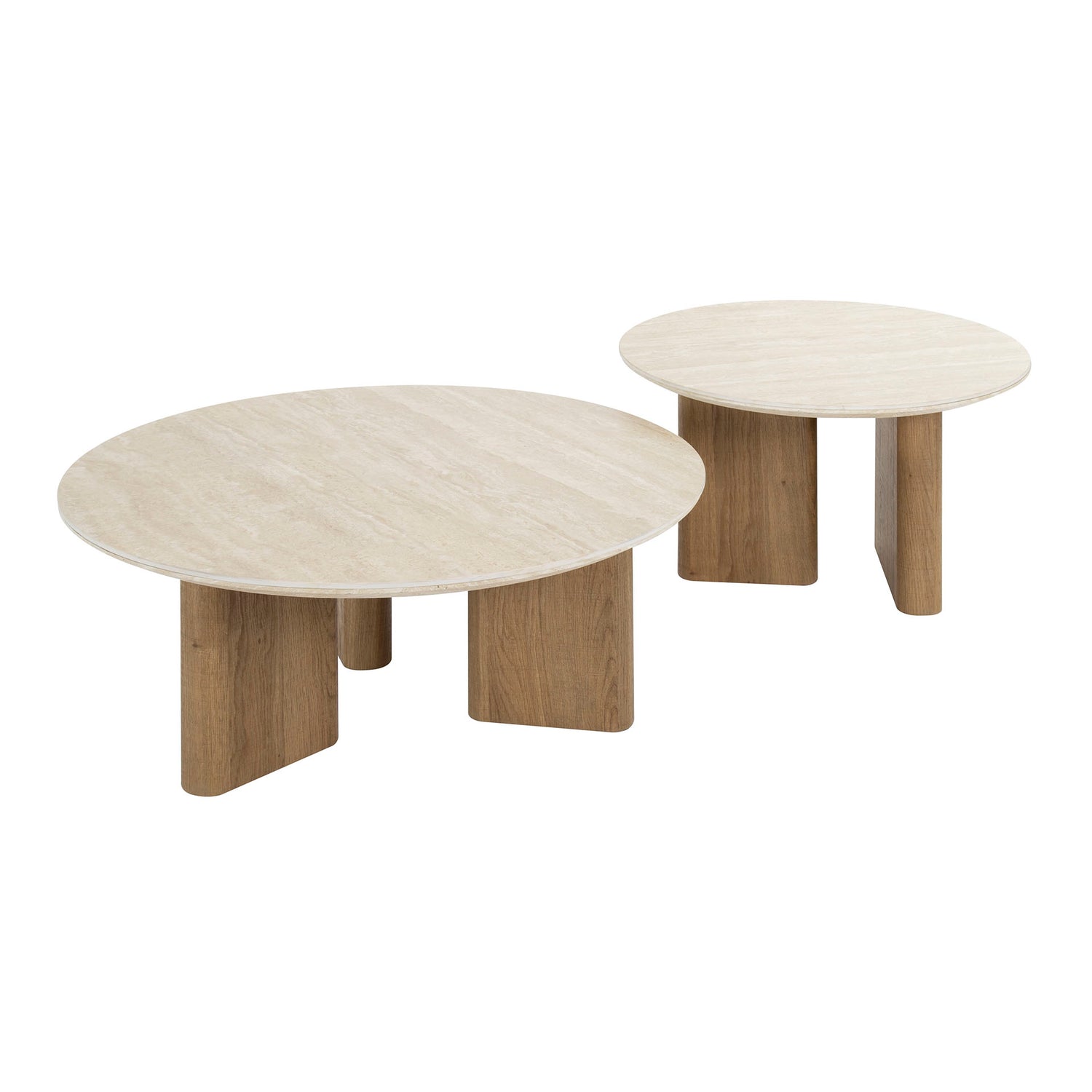 Salontafel Romano rechthoekige poten - Set van 2 - 76x76x30 cm - Ceramic Travertine