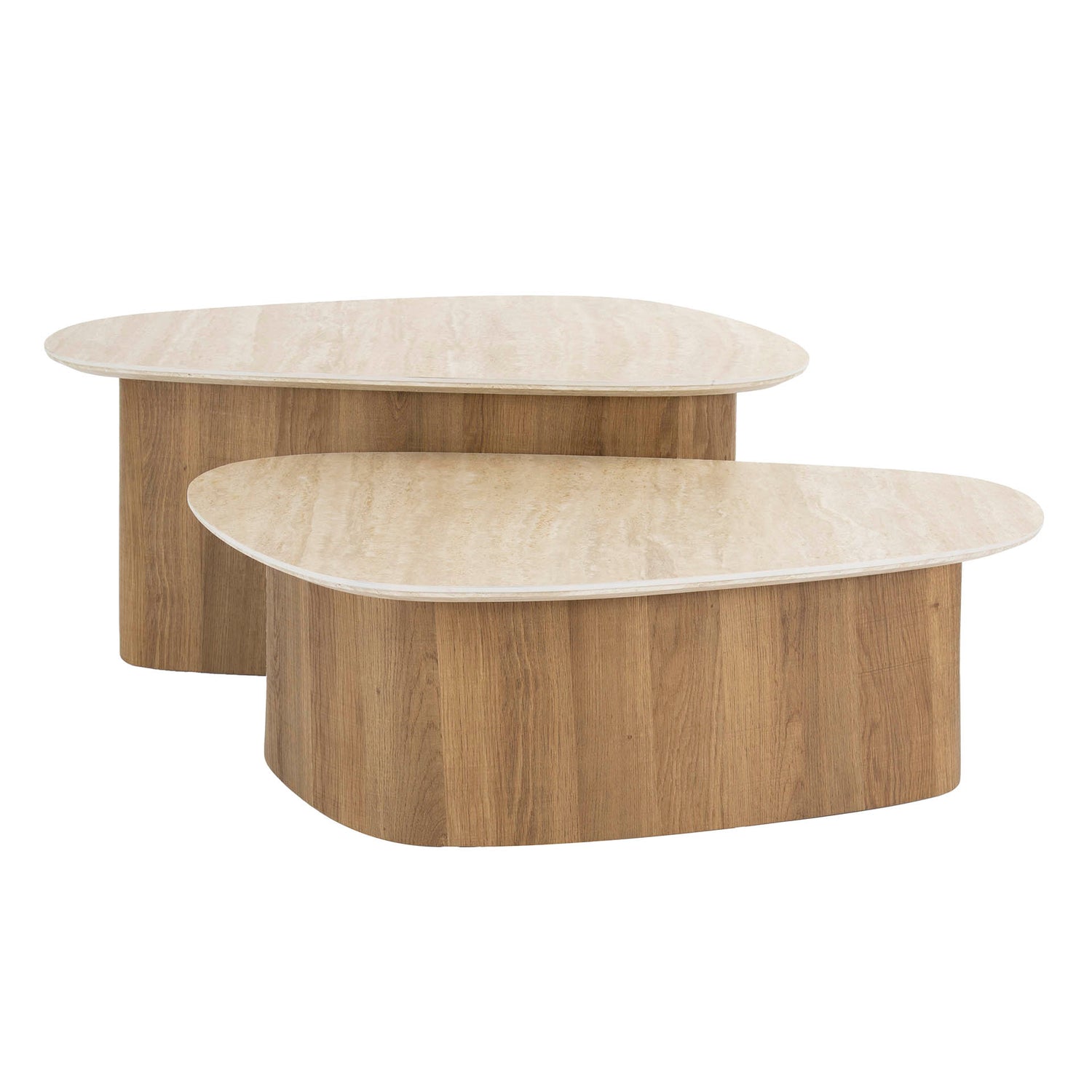 Salontafel Romano Driehoekig - Set van 2 - 90x43x40 cm - Ceramic Travertine