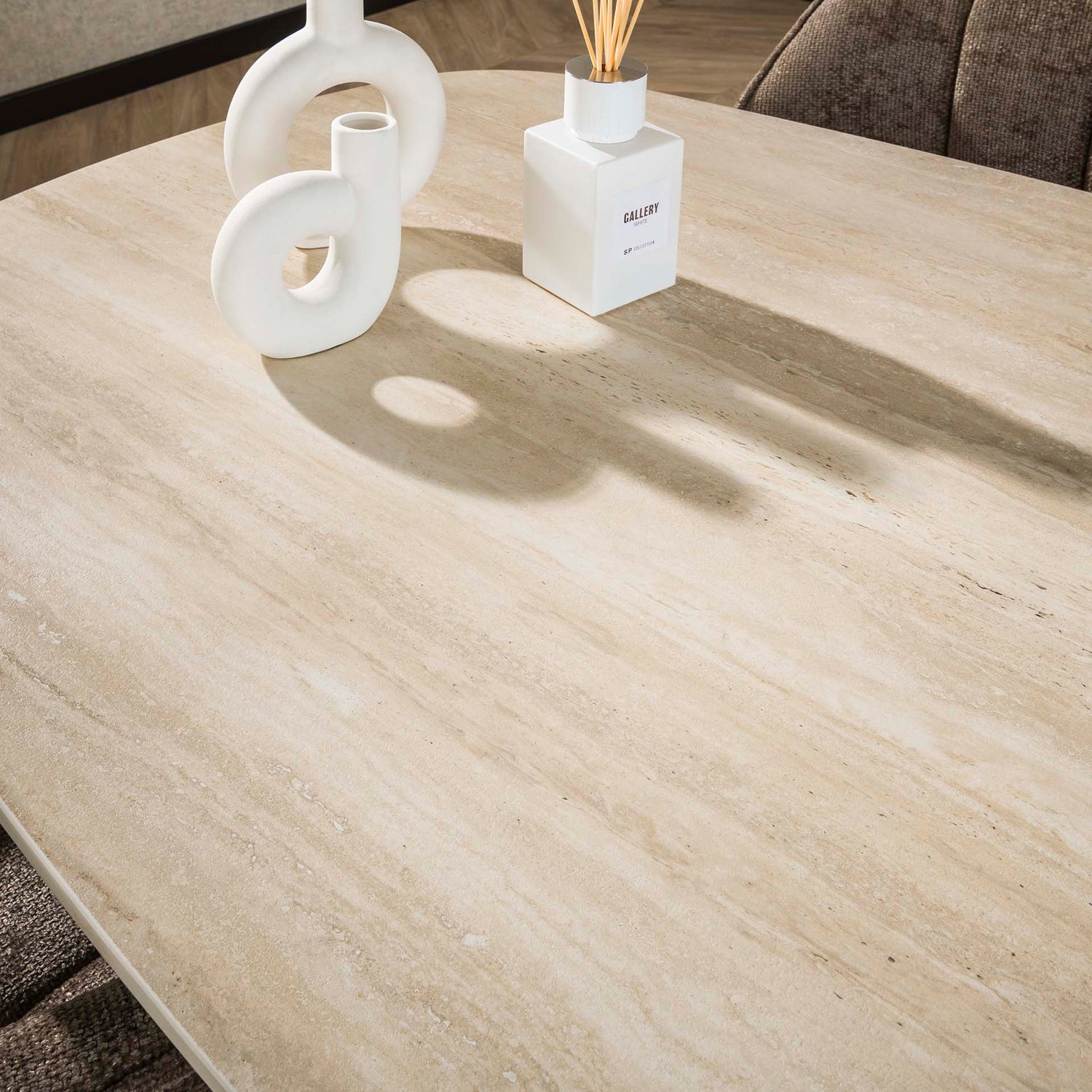 Eettafel Romano Deens Ovaal - 215x105x77 cm - Travertine - 3D Ceramics