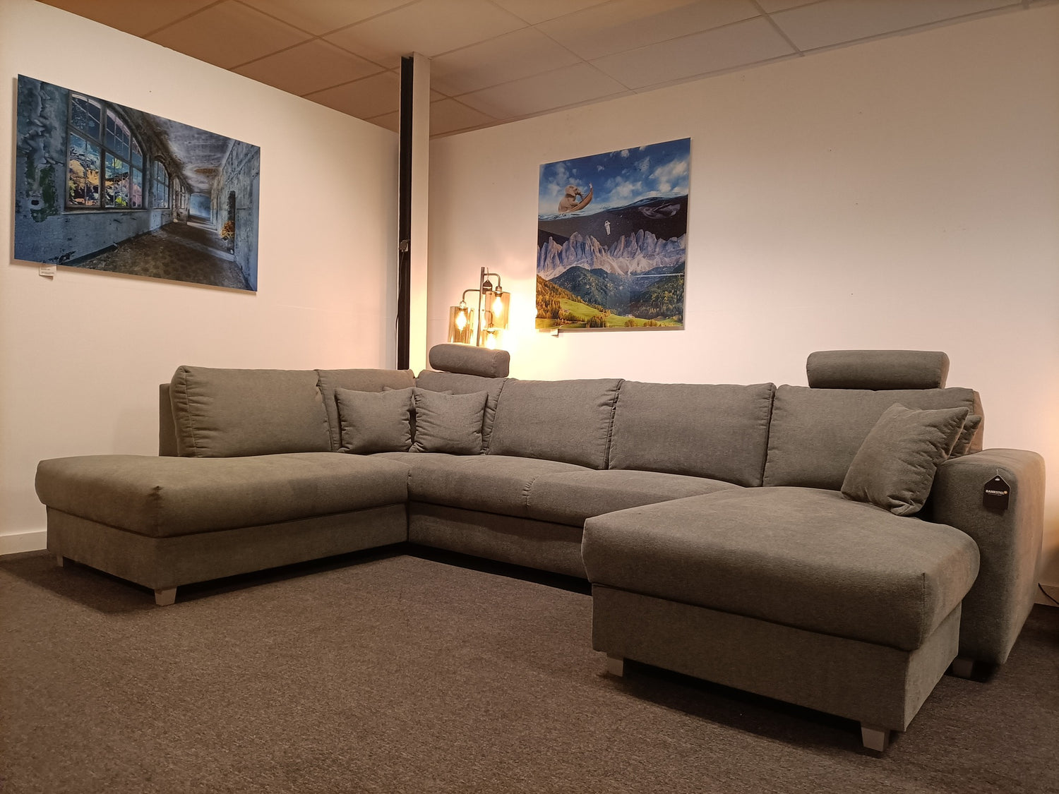U-bank Wolvega - Stof 7107 Niagara - 215x344x165cm - Incl. bedfunctie + 2x hoofdsteun