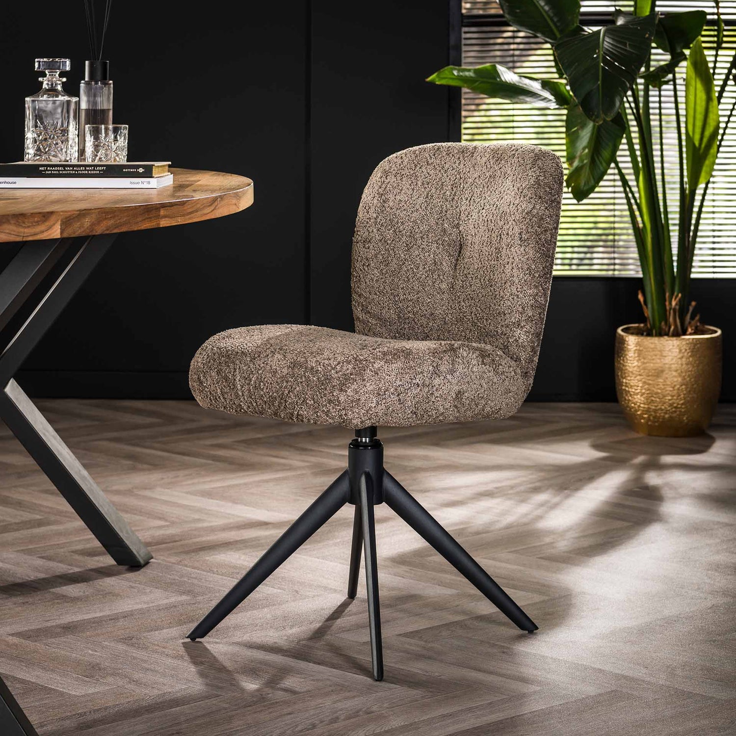 Stoel Comfort draaibaar 2 stuks - 48x60x84 cm - Boucle Taupe