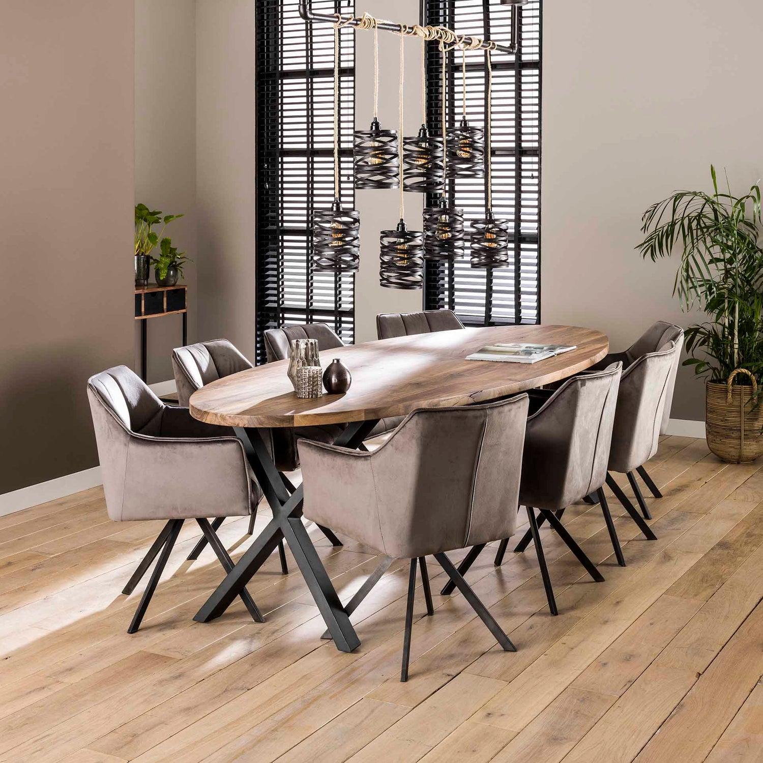 Armstoel Raster draaibaar 2 stuks - 63x60x81 cm - Antraciet - Velours