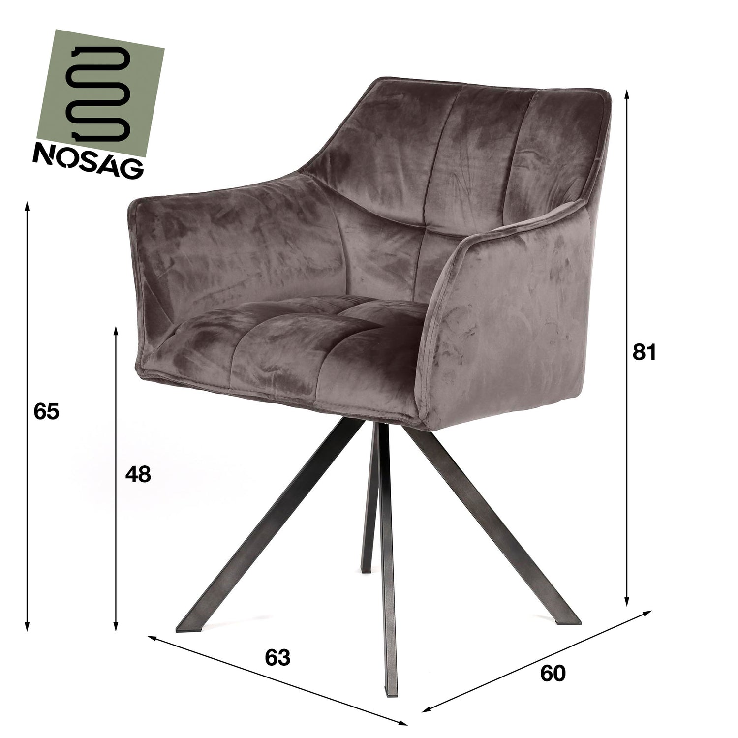 Armstoel Raster draaibaar 2 stuks - 63x60x81 cm - Antraciet - Velours