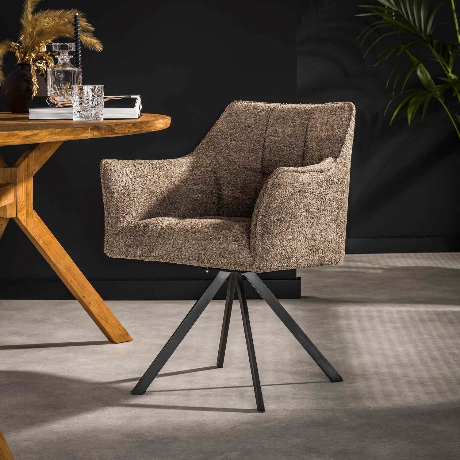 Armstoel Raster Draaibaar 2 stuks - 63x60x81 cm - Boucle Taupe