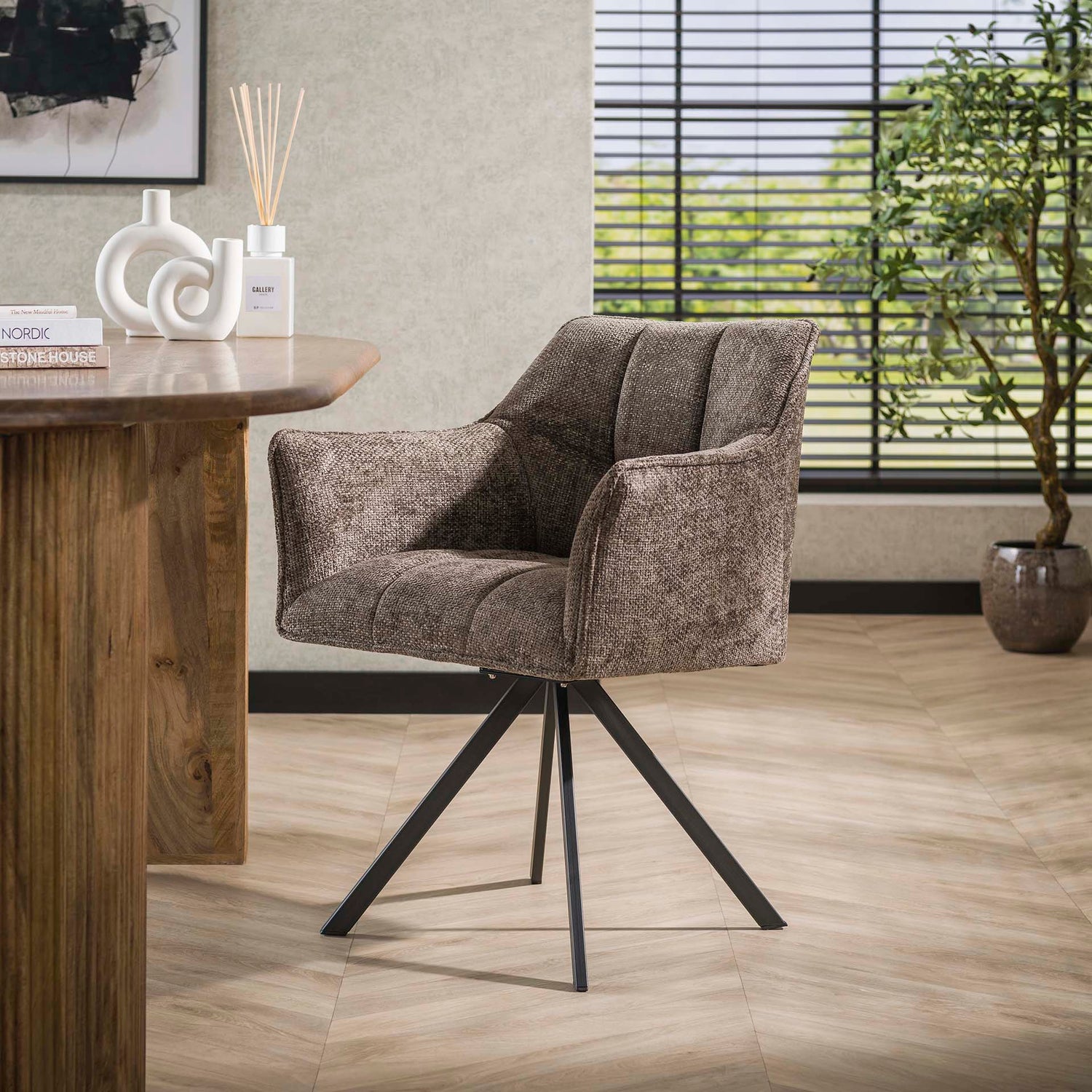 Armstoel Raster Draaibaar 2 stuks - 63x60x81 cm - Rich Taupe
