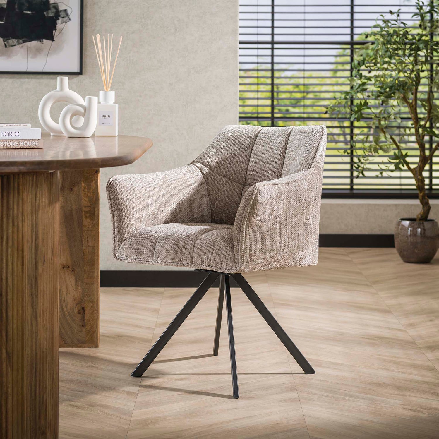 Armstoel Raster draaibaar 2 stuks - 63x60x81 cm - Rich Zandkleur