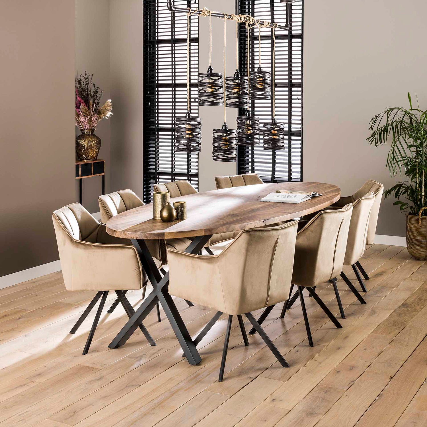 Armstoel Raster Draaibaar 2 stuks - 63x60x81 cm - Champagne - Velours