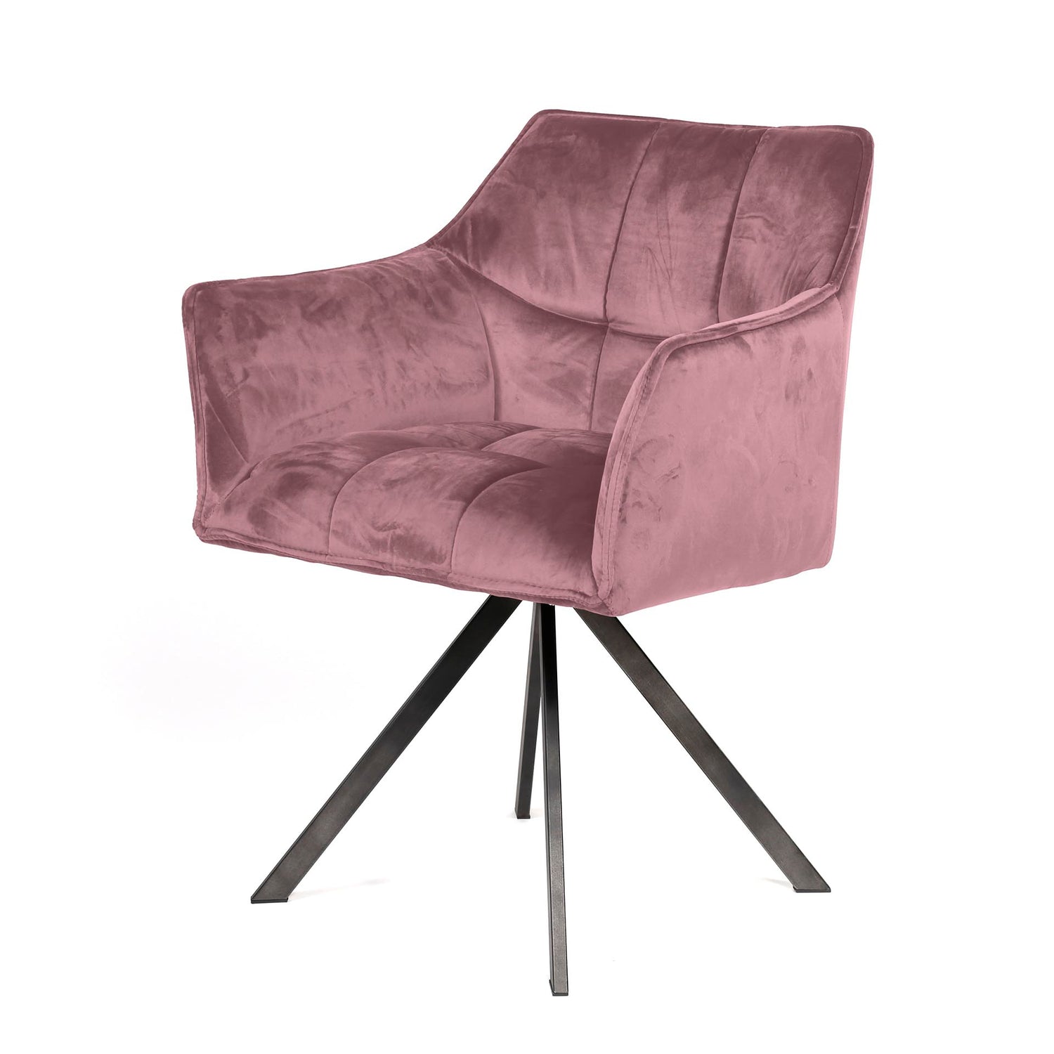 Armstoel Raster draaibaar 2 stuks - 63x60x81 cm - Roze - Velours