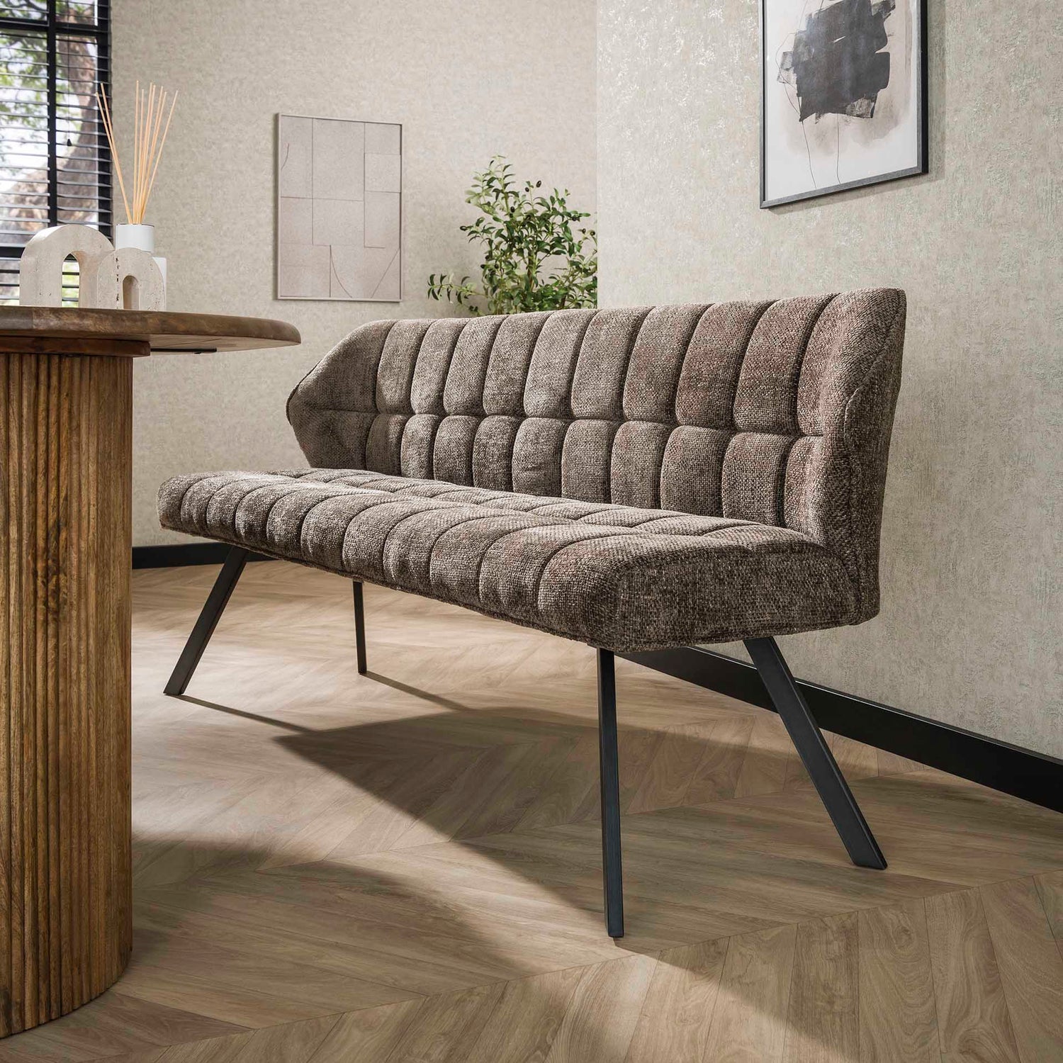 Eetkamerbank Raster - 180x58x81 cm - Rich Taupe
