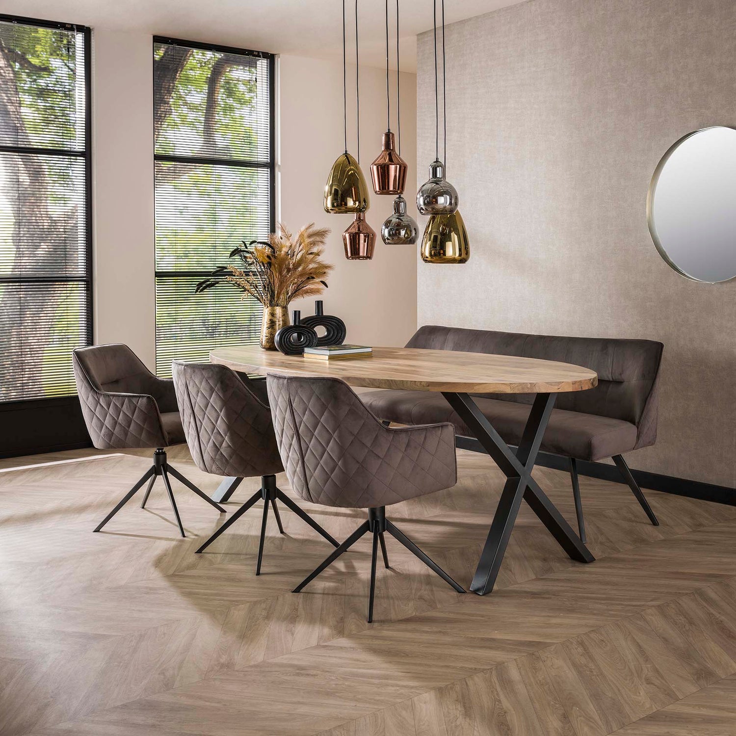 Armstoel Pull Draaibaar 2 stuks - 61x62x83 cm - Antraciet - Velours