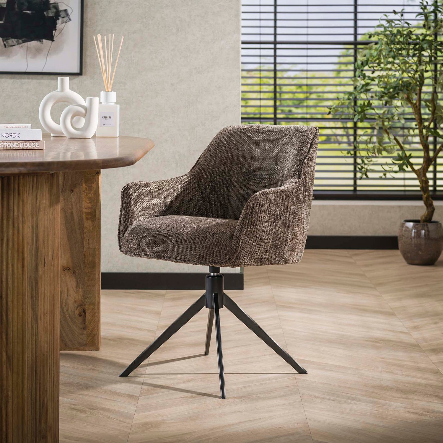 Armstoel Pull Draaibaar 2 stuks - 61x62x83 cm - Rich Taupe