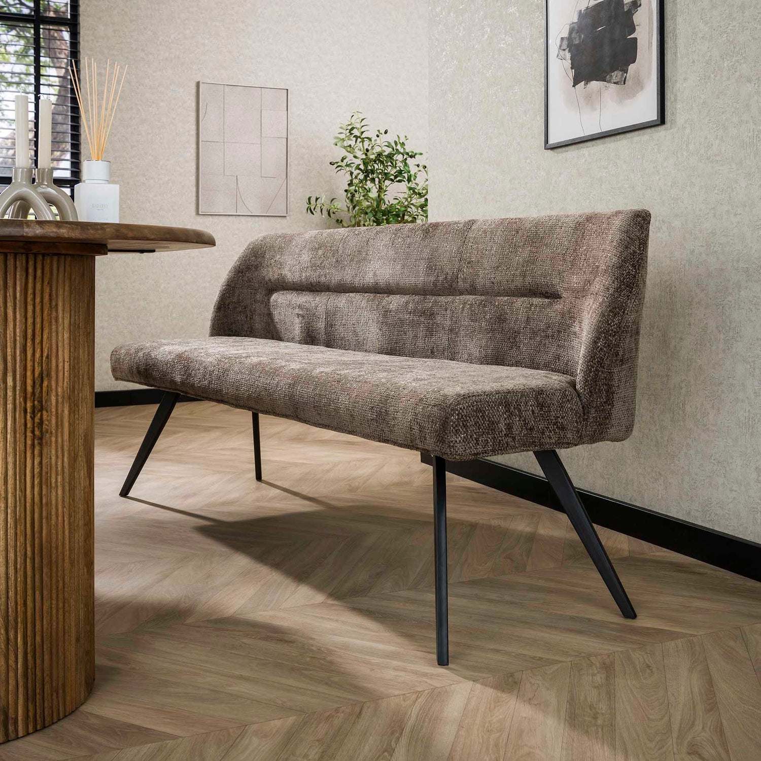 Eetkamerbank Pull - 188x53x84 cm - Rich Taupe