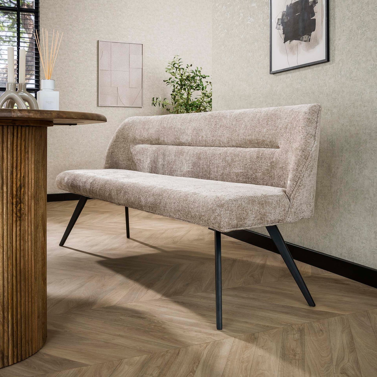 Eetkamerbank Pull - 188x53x84 cm - Rich Zandkleur