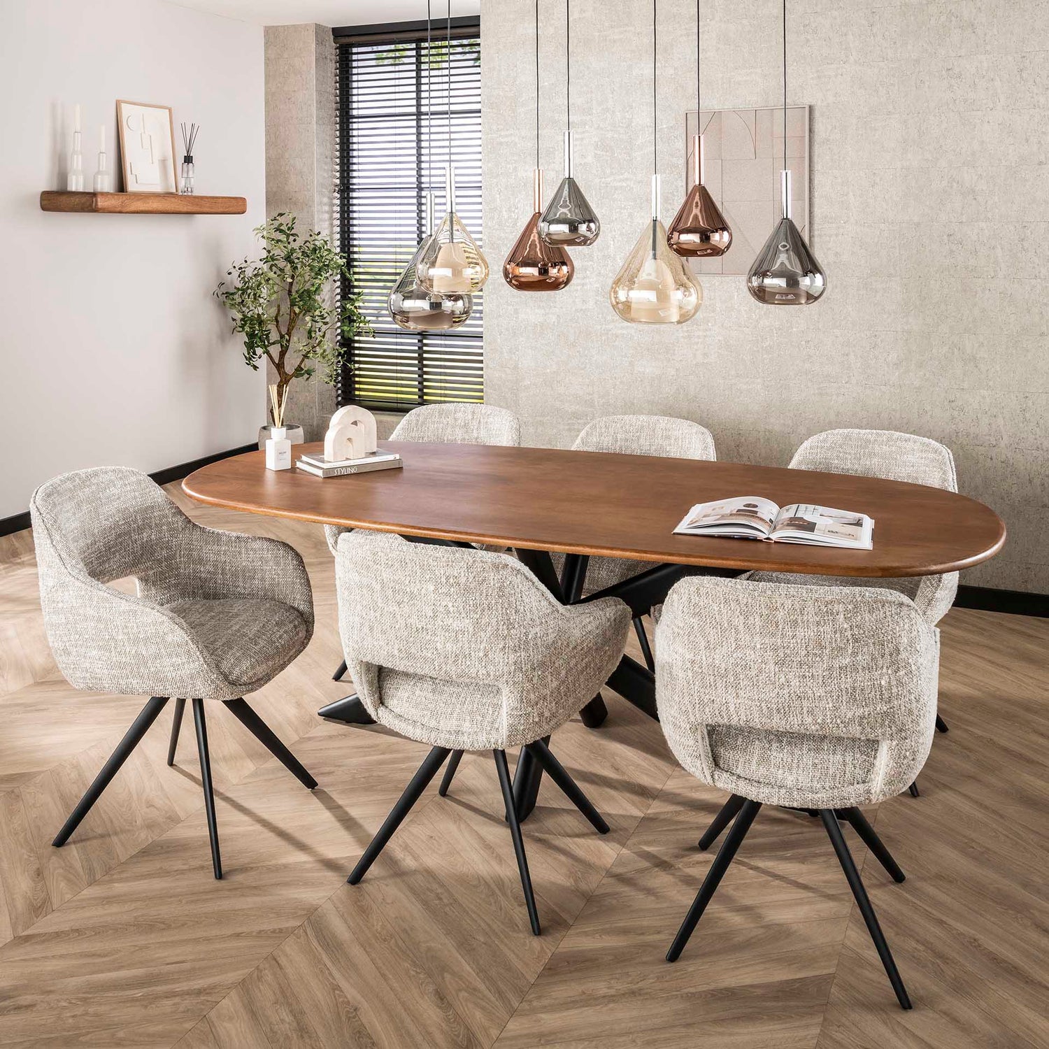 Armstoel Spring draaibaar 2 stuks - 60x62x82 cm - Gebroken Wit - Eagle