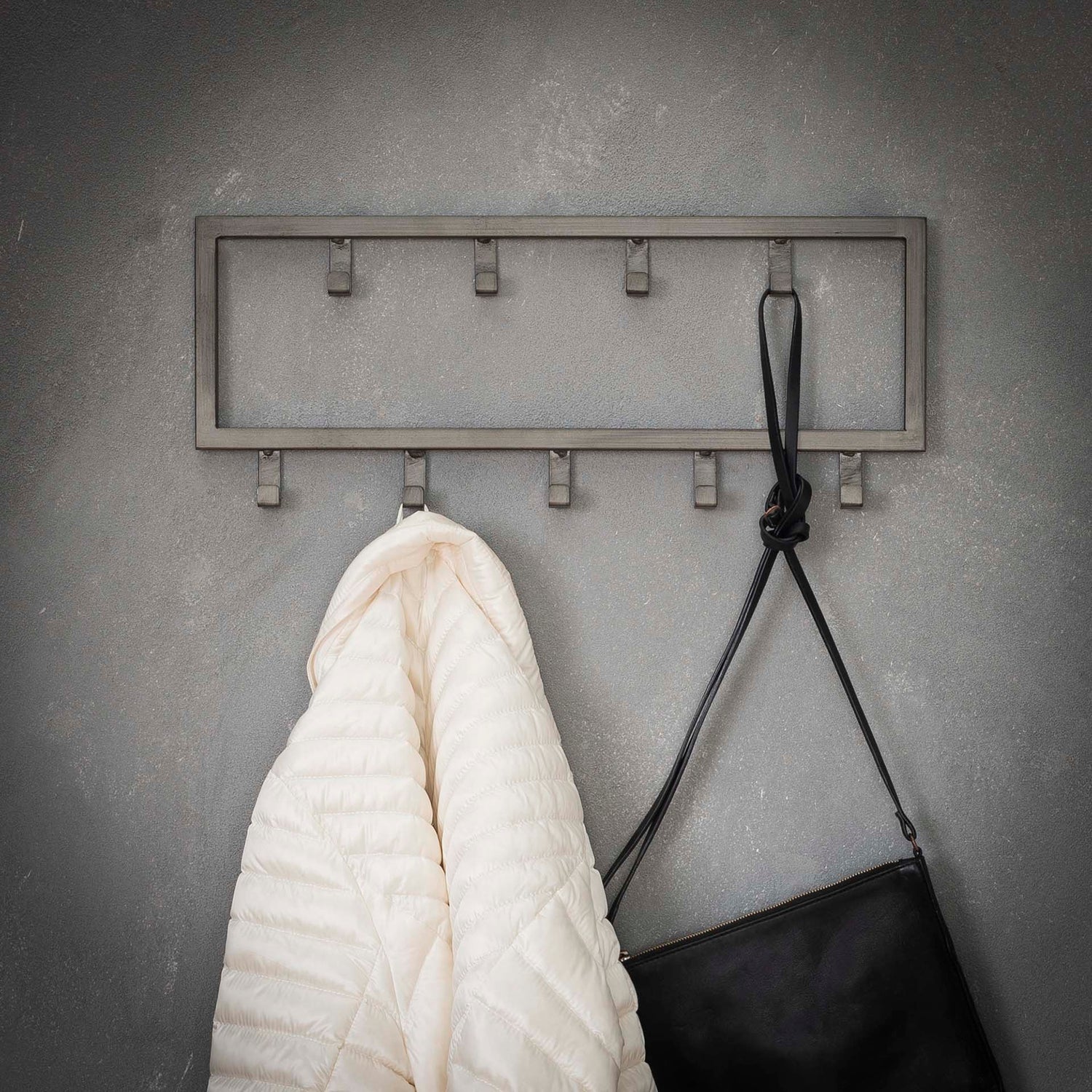 Kapstok Industrial met 9 Haken - 50x2x20 cm - Zilver