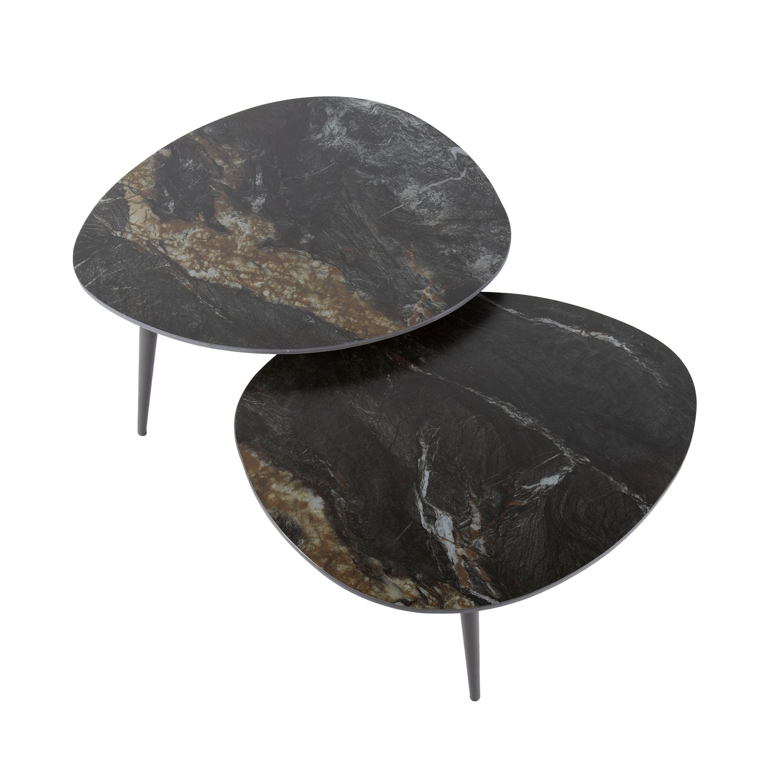 Salontafel Organisch Fossil - Set van 2 - 70x58x40 cm - Fossil Black - Ceramic