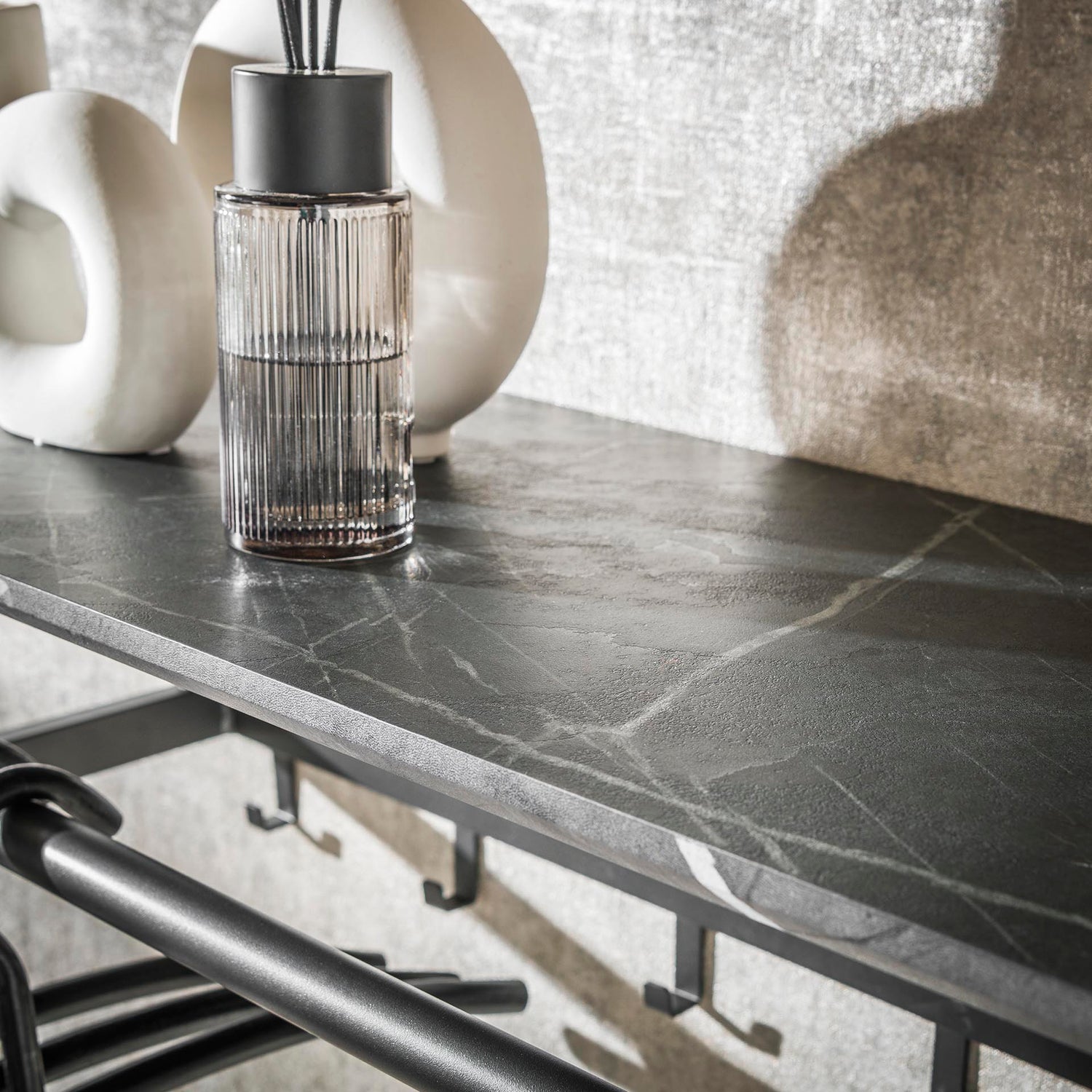 Kapstok roede 6 haaks - 80x30x24 cm - Zwart Bruin - Melamine