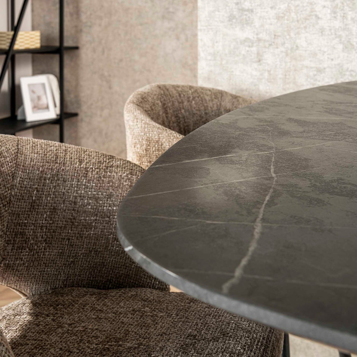 Bartafel Kruisframe Deens Ovaal - 140x80x93 cm - Zwart Bruin - Melamine