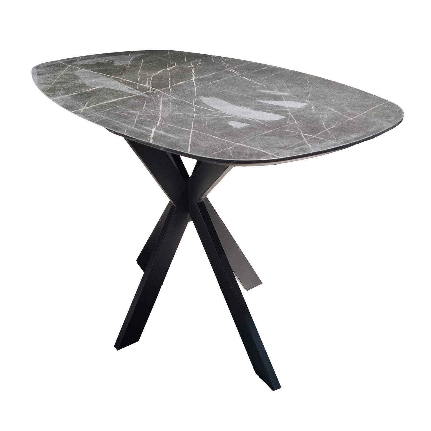 Bartafel Kruisframe Deens Ovaal - 140x80x93 cm - Zwart Bruin - Melamine