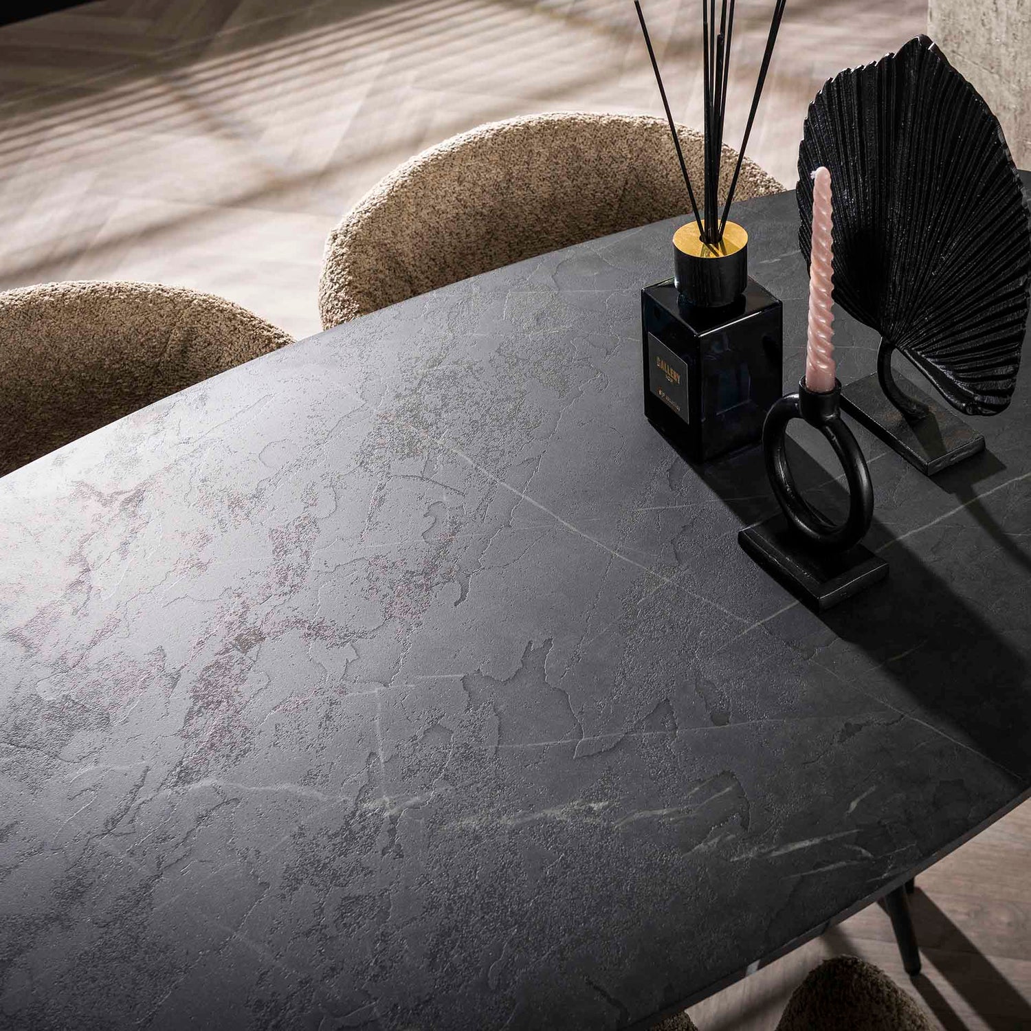 Bartafel Deens Ovaal - 140x75x92 cm - Zwart Bruin - Melamine