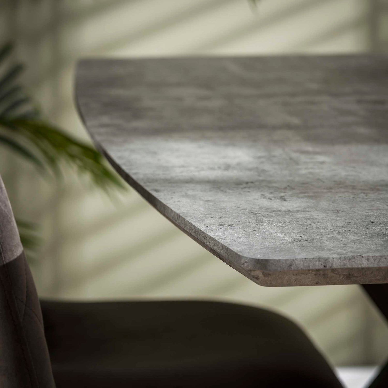 Eettafel Ovaal - 160x90x76 cm - Betonlook Grijs - 3D