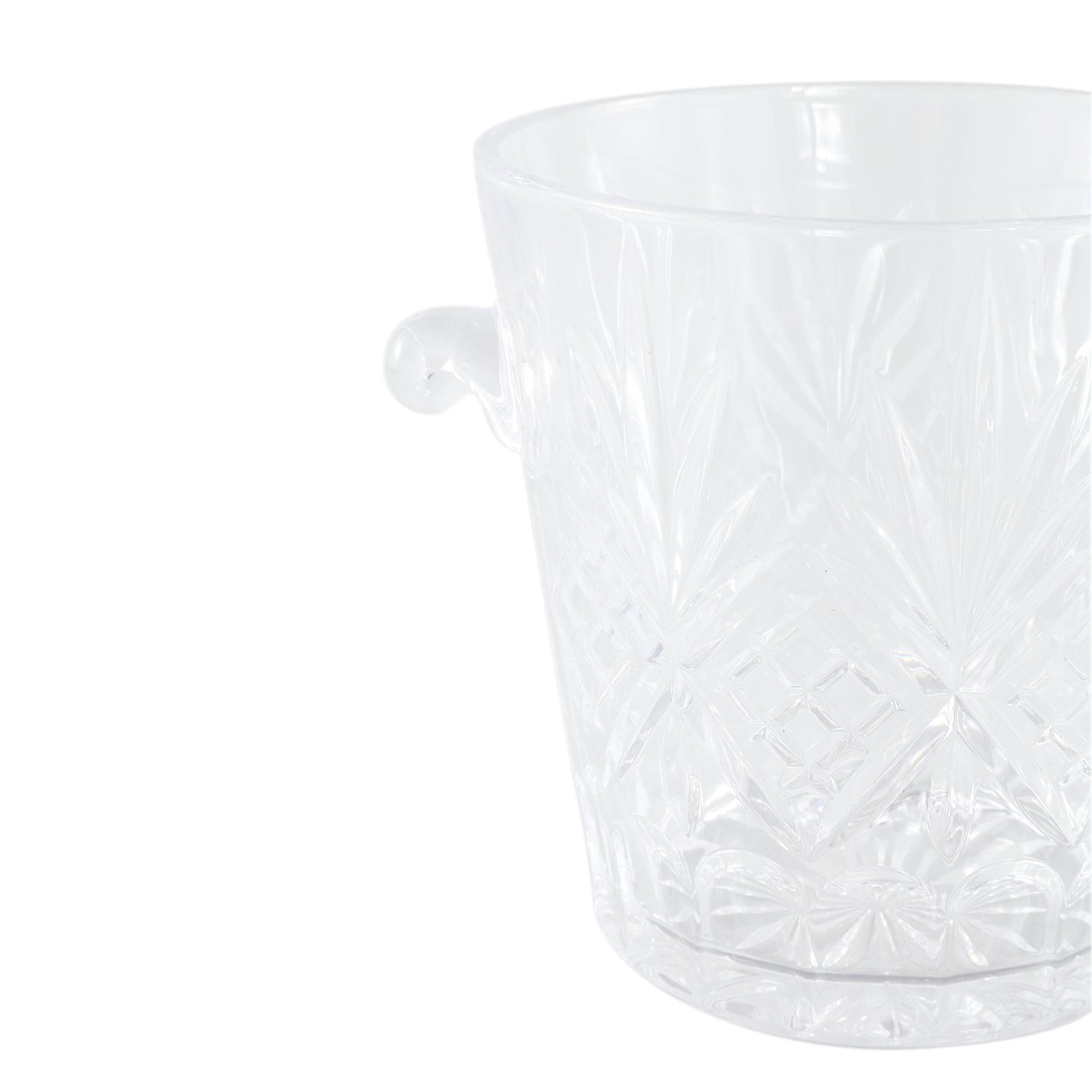 Glass Crystal Clear Round Ice Bucket