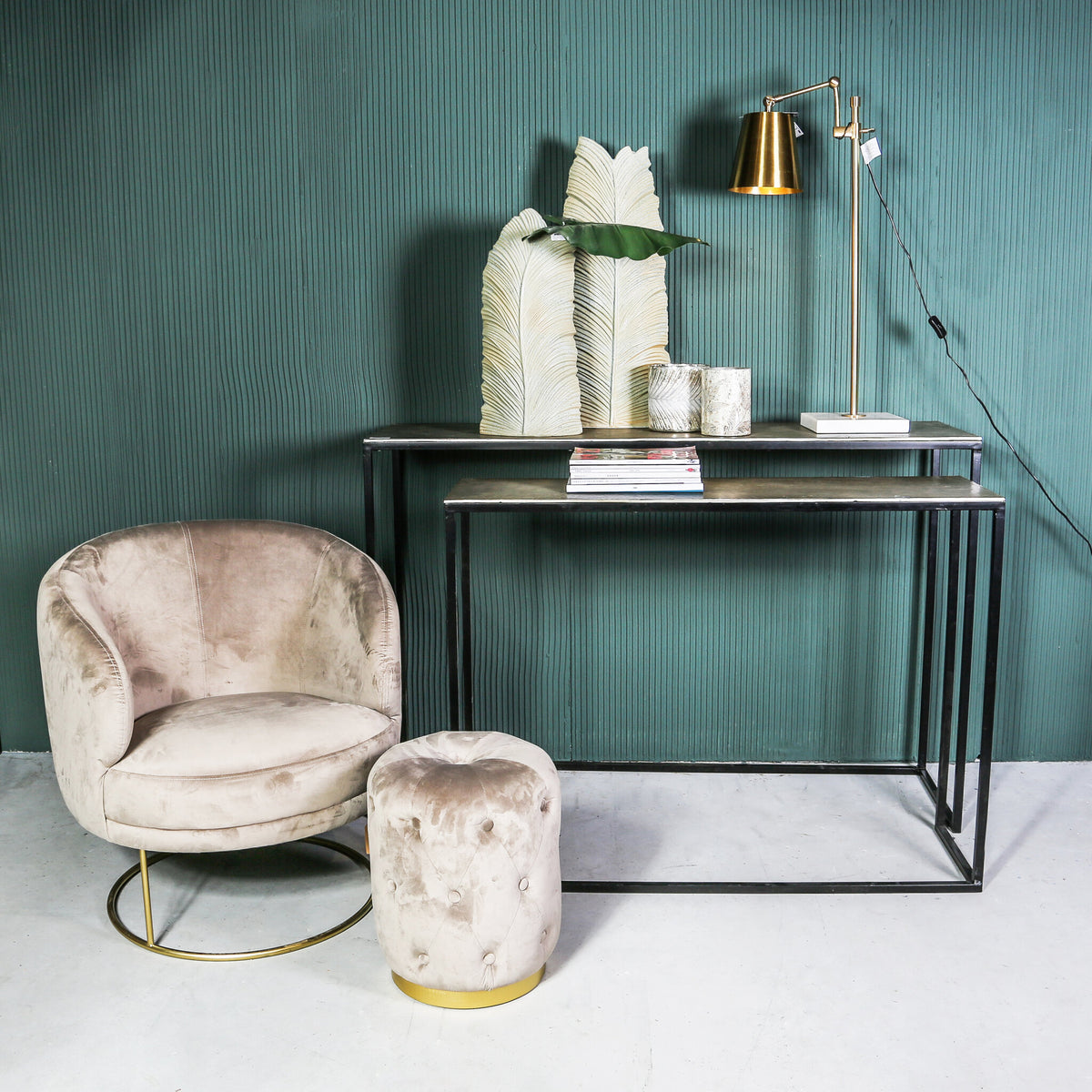Kae Gold Alu Black Iron Rectangular Sidetable Sv2