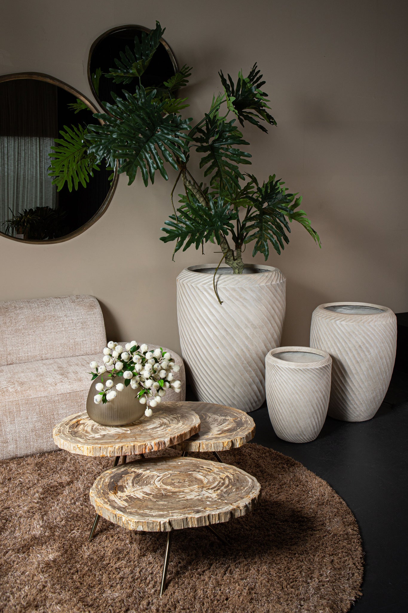 New Khine Petrified Wood Coffee Table Brass SV3