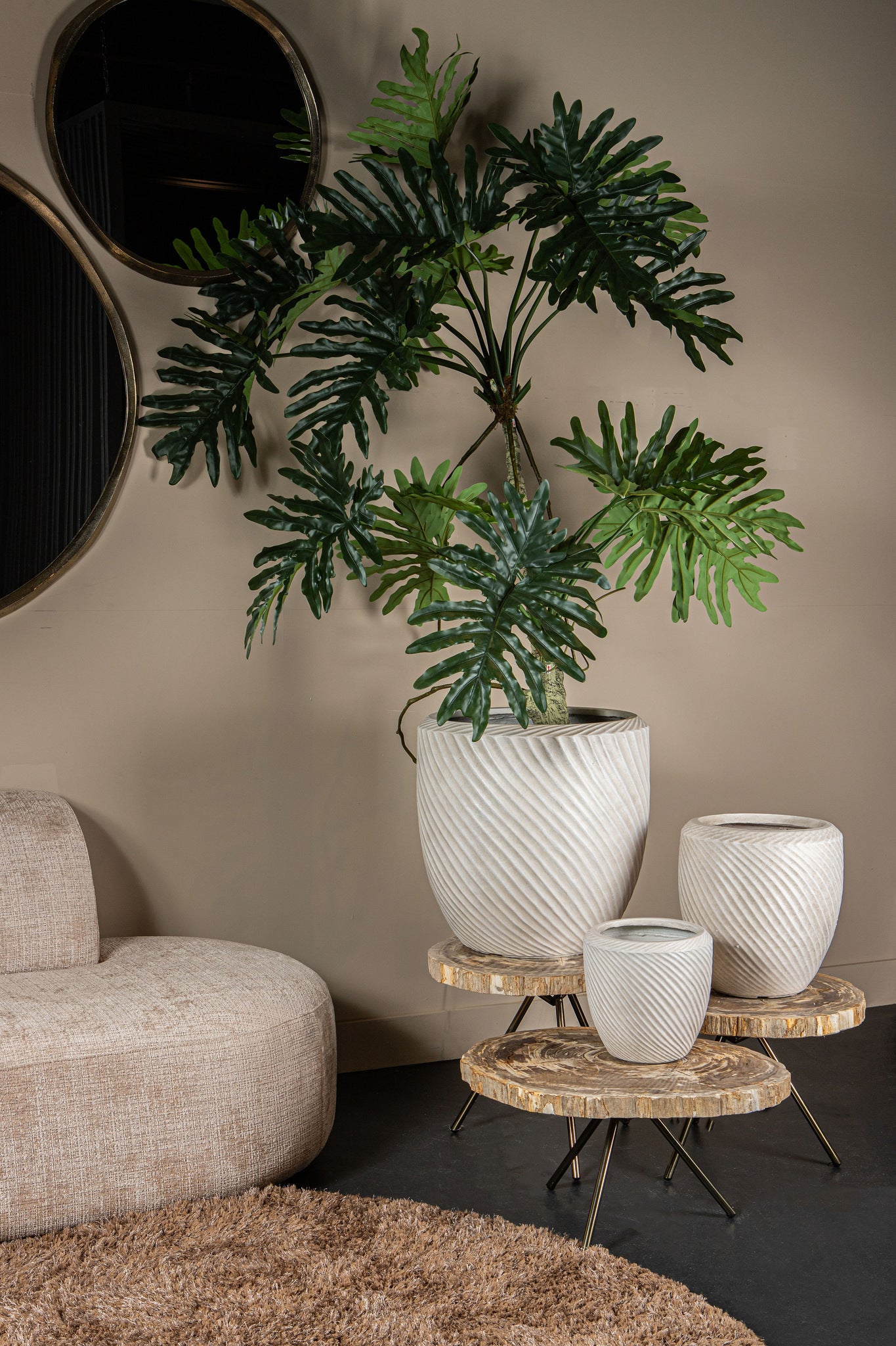 New Khine Petrified Wood Coffee Table Brass SV3