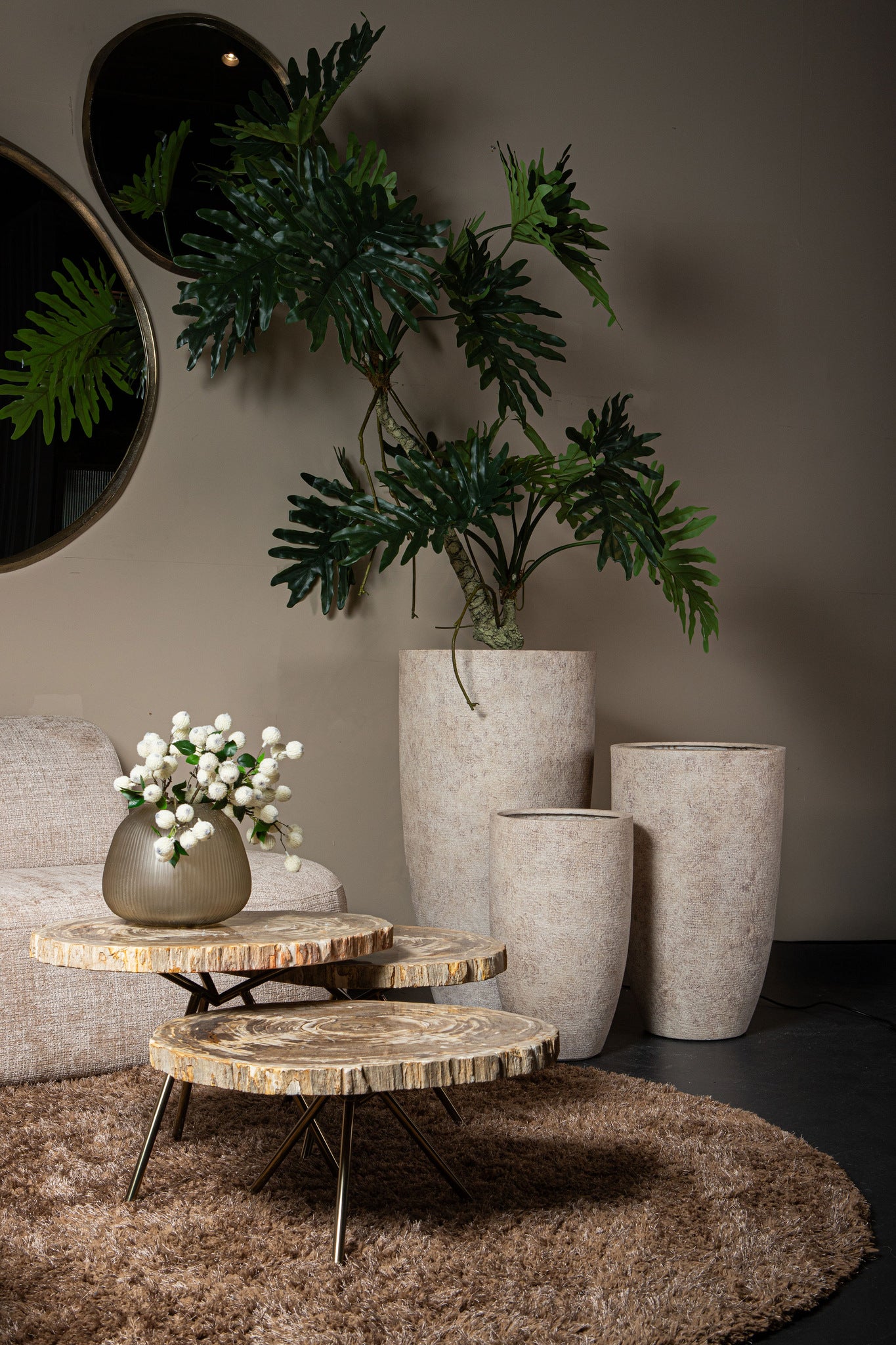 New Khine Petrified Wood Coffee Table Brass SV3