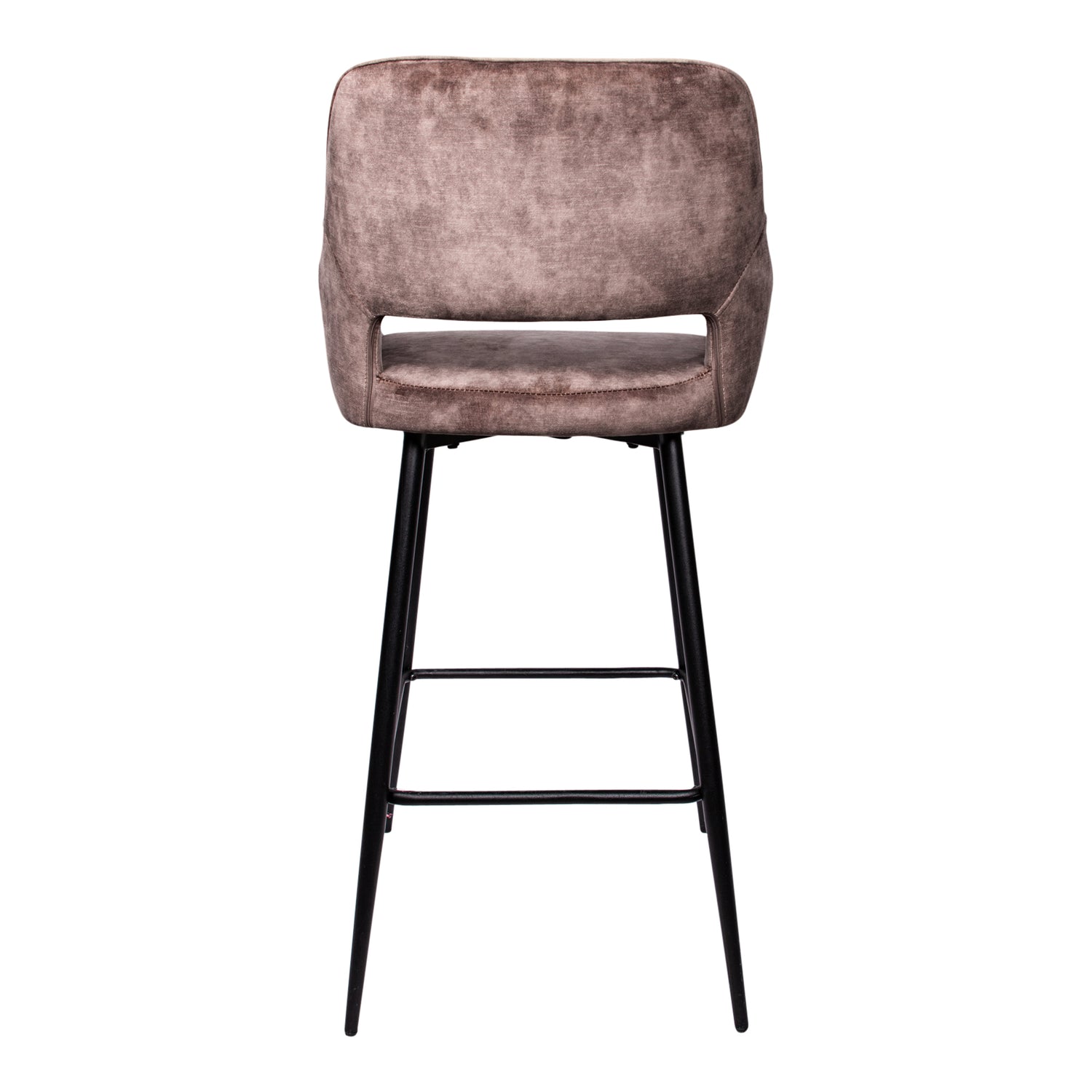 Fallon Velvet Brown Bar Stool Black Metal Leg KD (set of 2)