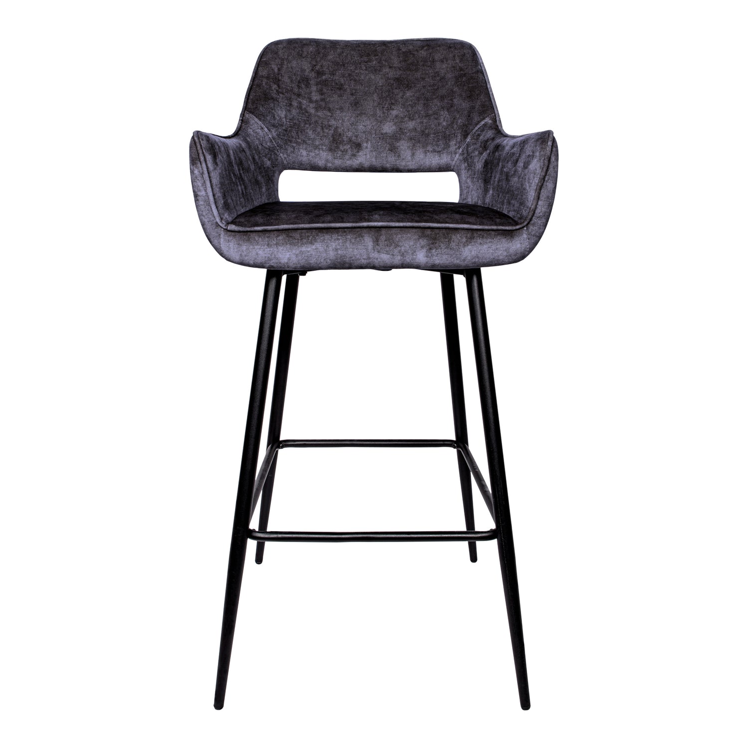Fallon Velvet Anthracite Bar Stool Black Metal Leg (set of 2)