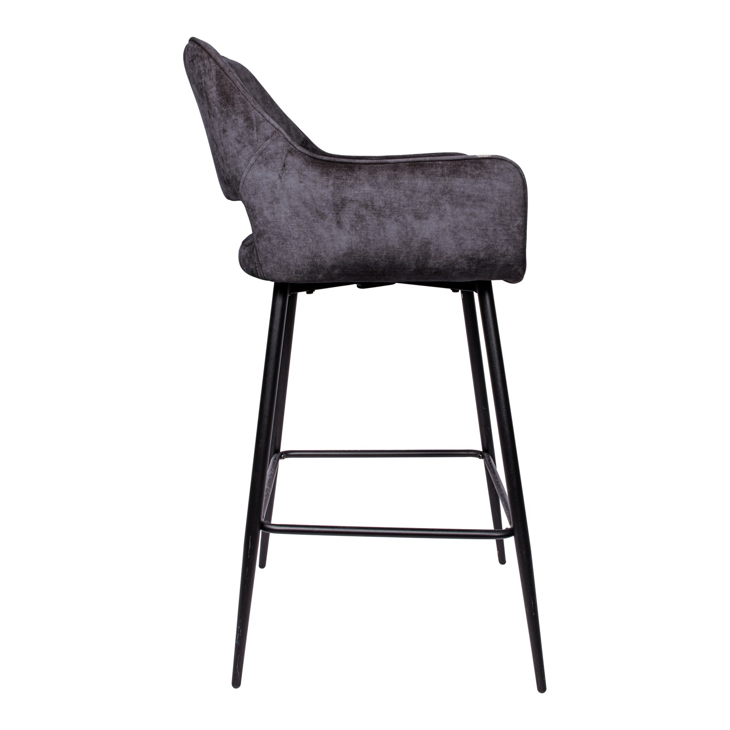 Fallon Velvet Anthracite Bar Stool Black Metal Leg (set of 2)