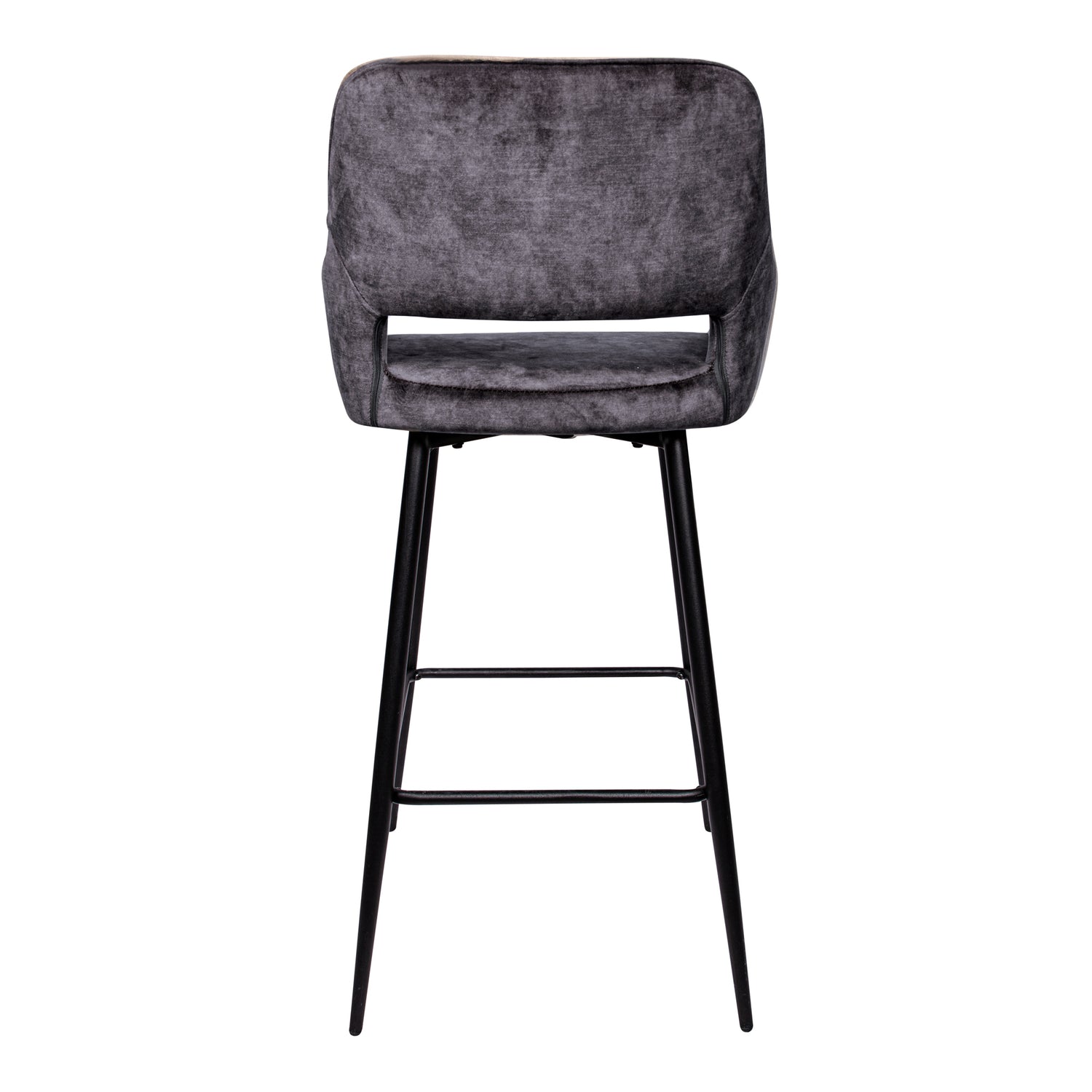 Fallon Velvet Anthracite Bar Stool Black Metal Leg (set of 2)