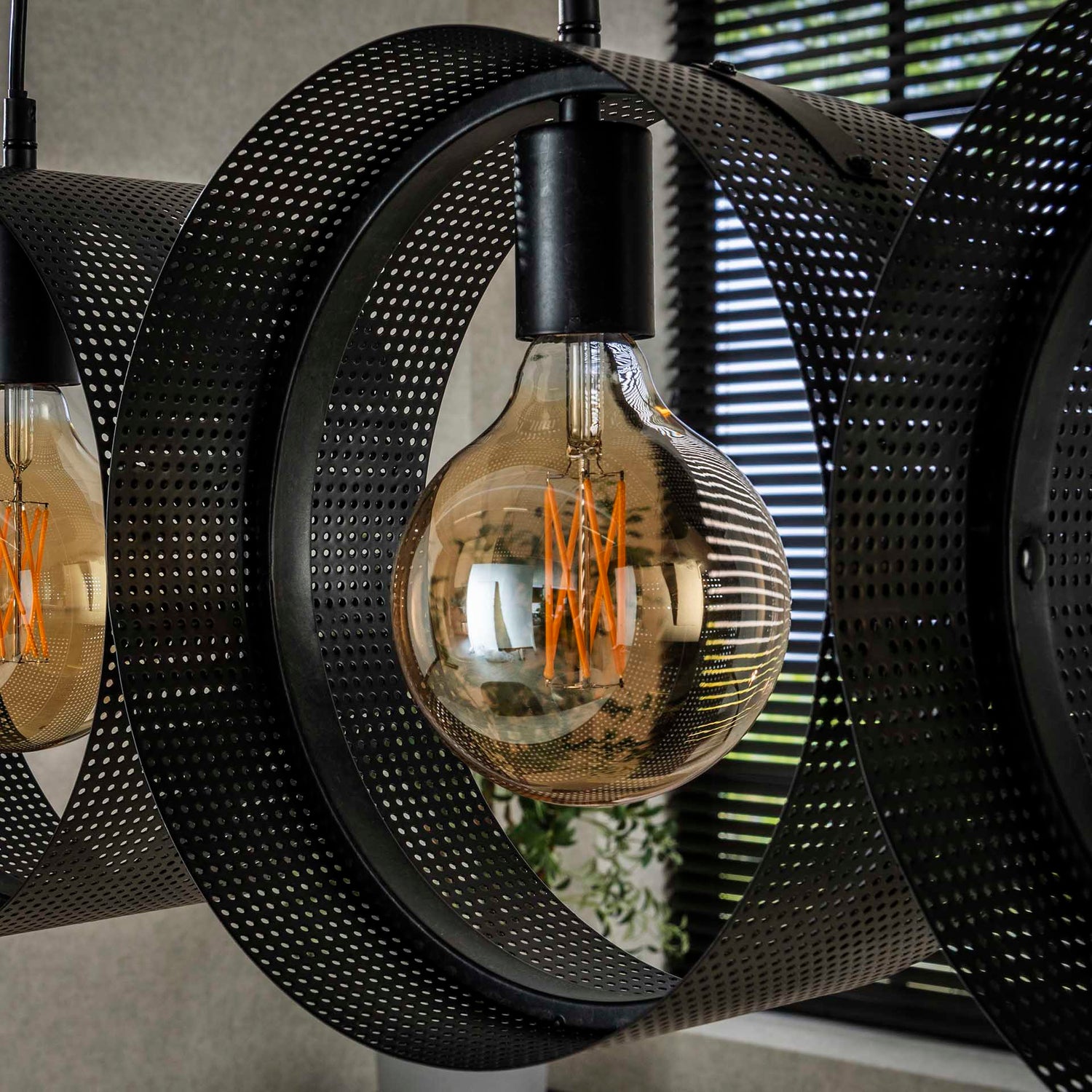 Hanglamp met 4 lampen ring geperforeerd - 120x15x150 cm - Charcoal