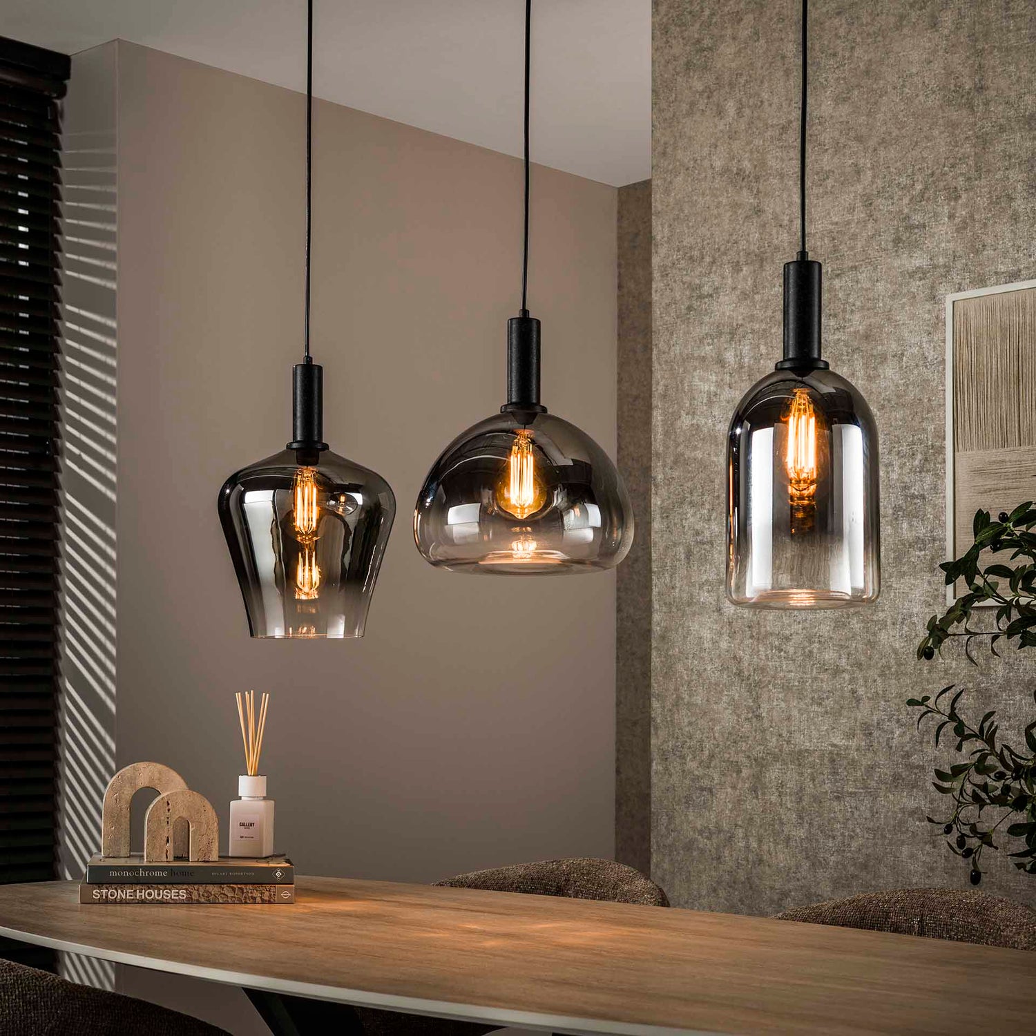 Hanglamp met 3 Lampen Zenith Mix - 105x28x150 cm - Artic Zwart